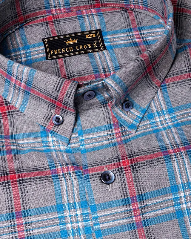 Venus Grey Multicolor Plaid Royal Oxford Shirt sold by French Crown