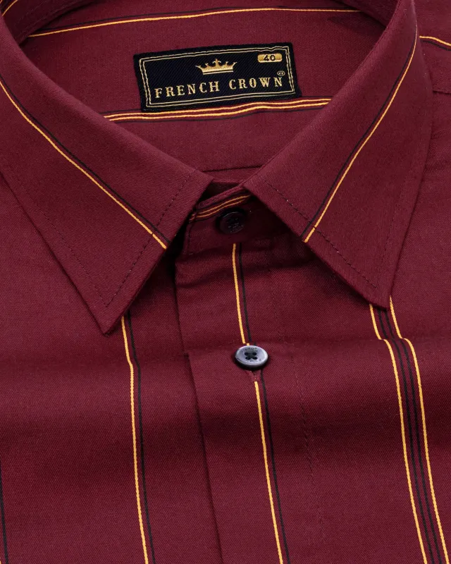 Cherrywood Maroon with Apache Yellow Striped Royal Oxford Shirt sold by French Crown