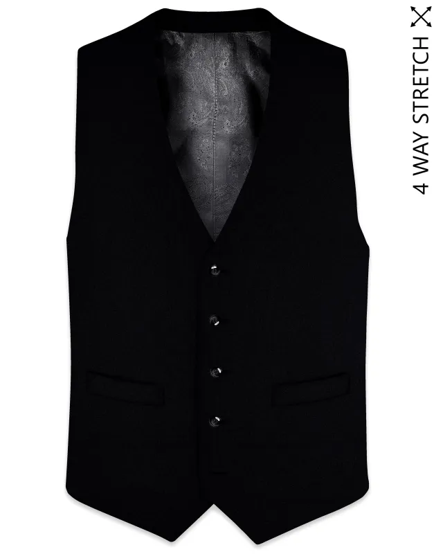 Noirex-Korean Black ( The Best Black We Have ) Designer 4-Way Stretch Wrinkle-Free Waistcoat sold by French Crown