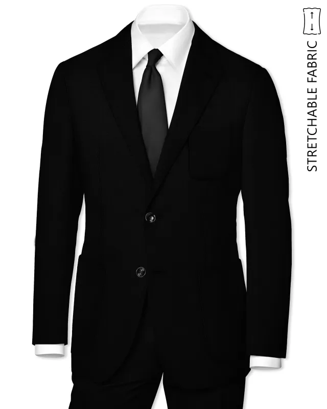 Mardi Gras Black Stretchable Wool Rich Sports Suit sold by French Crown