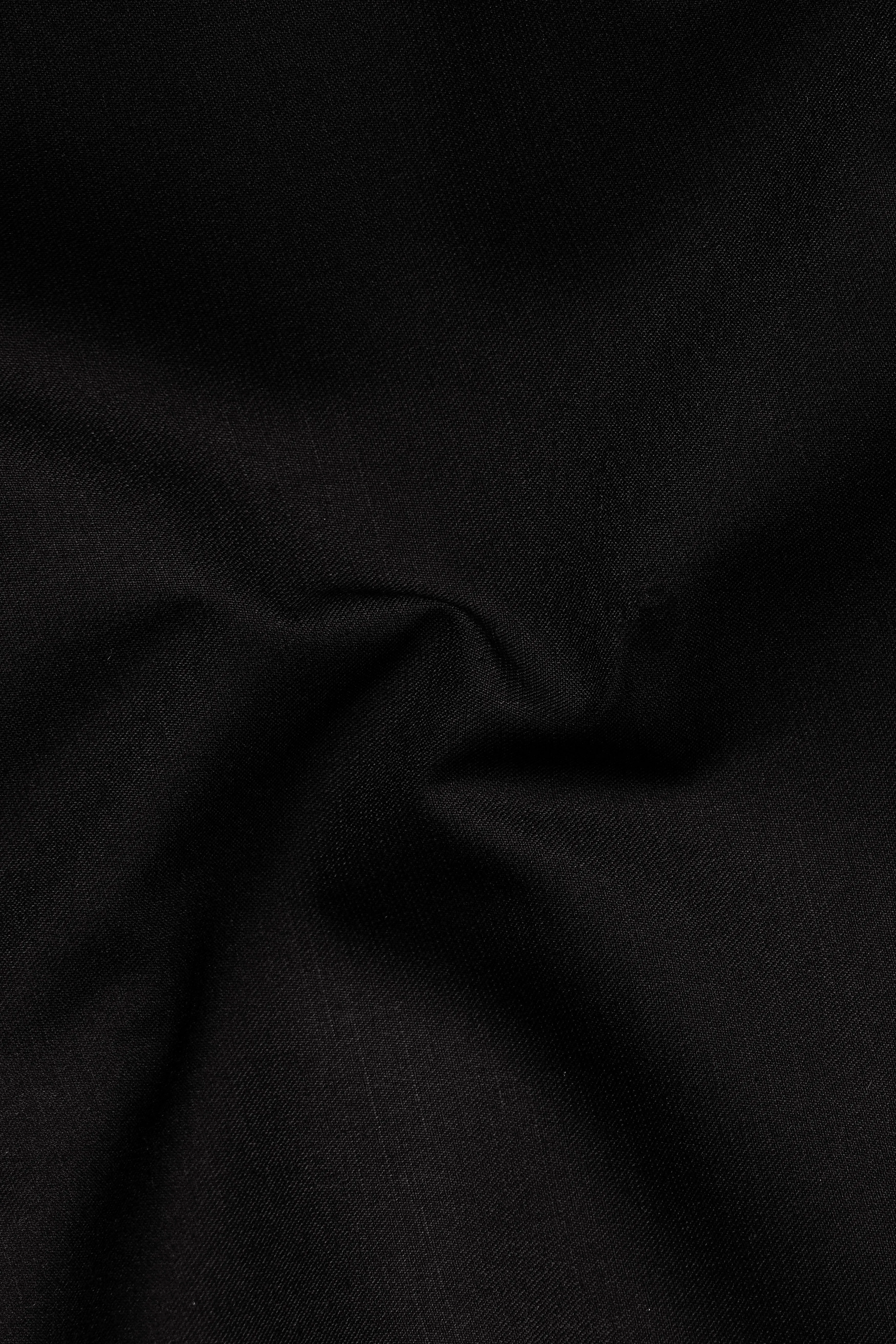 Jade Black Stretchable Subtle Sheen Bandhgala/Mandarin Wool blend Suit sold by French Crown product image thumbnail 3