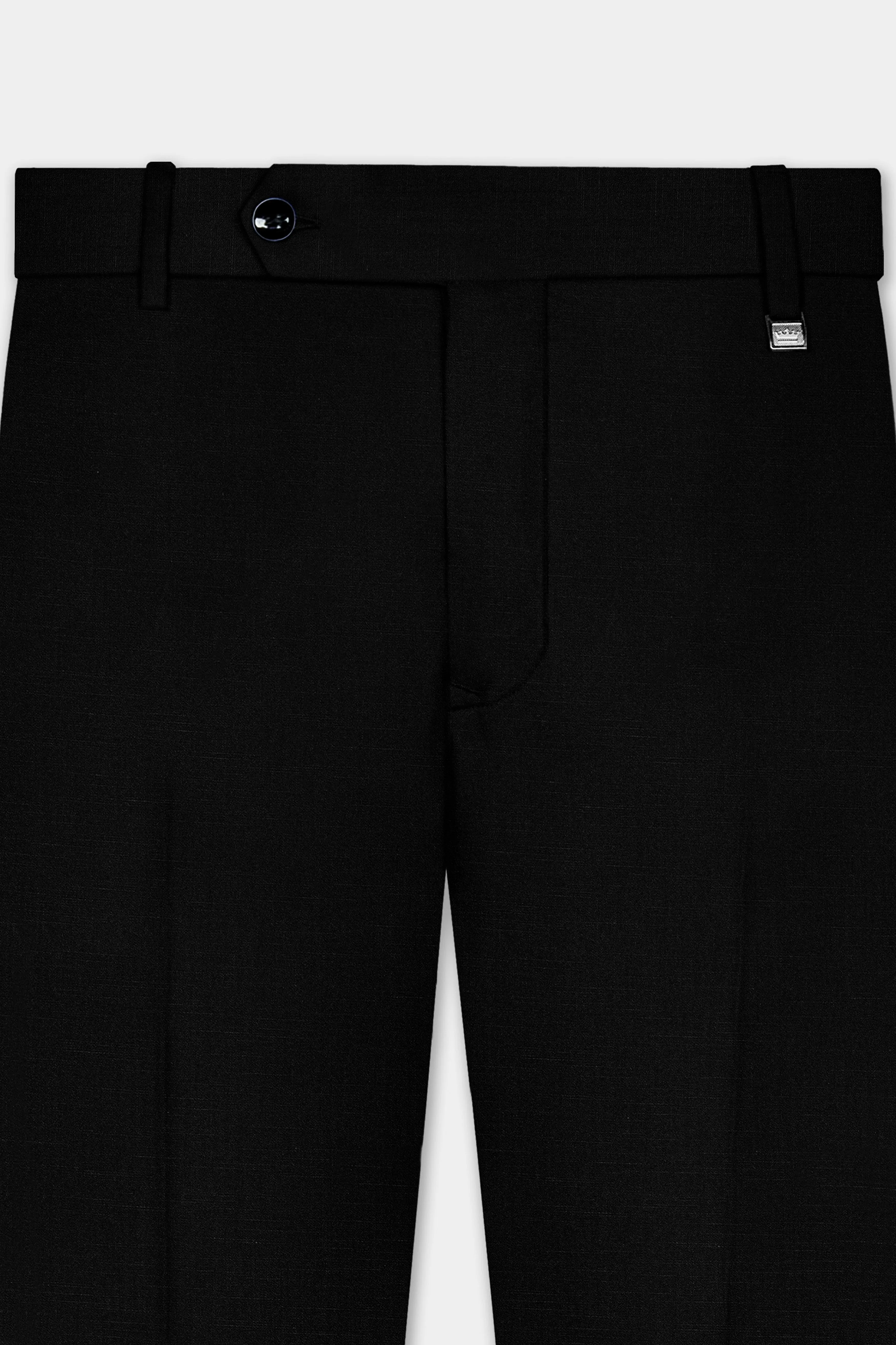 Jade Black Stretchable Subtle Sheen Textured Pant sold by French Crown product image thumbnail 4