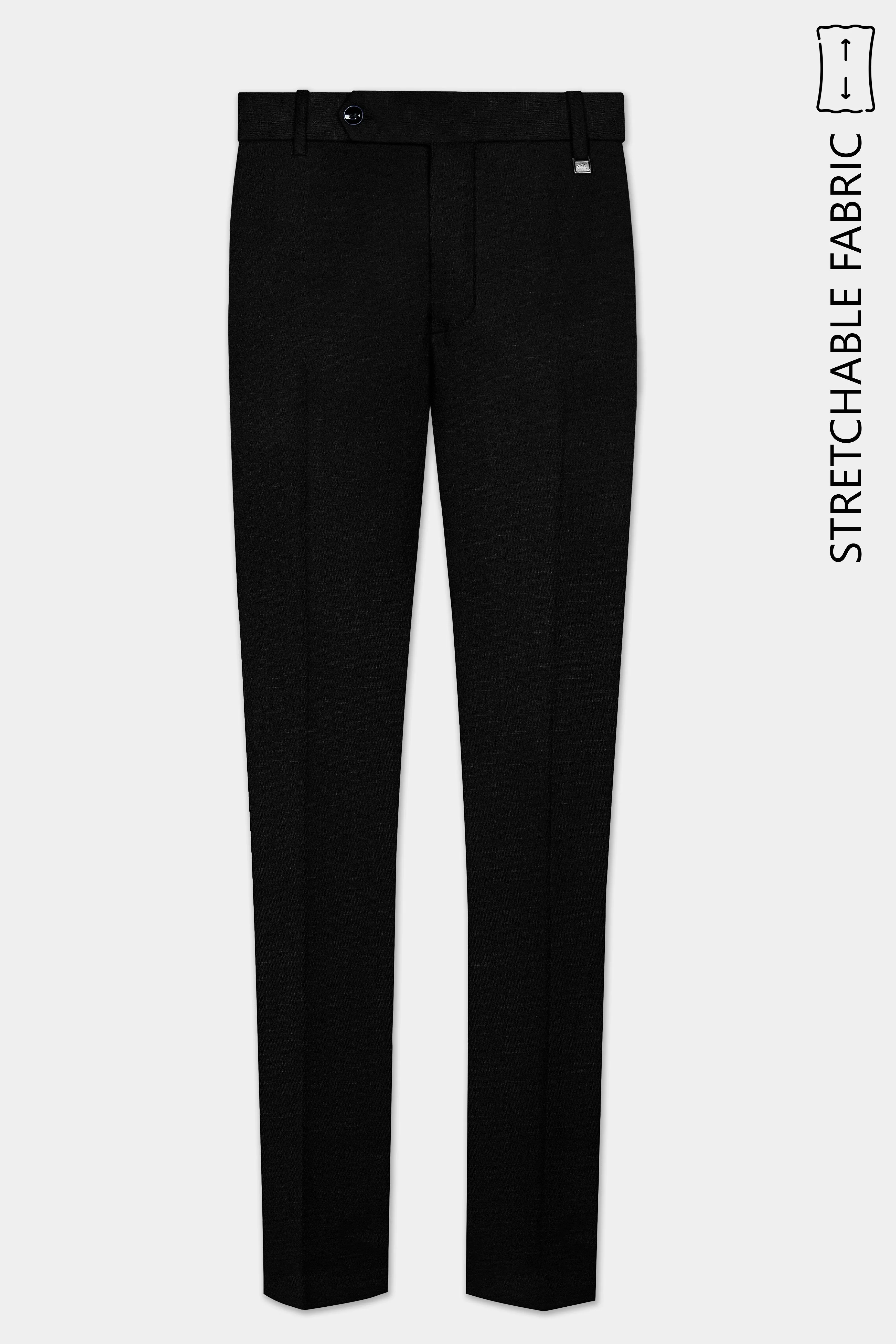 Jade Black Stretchable Subtle Sheen Textured Pant sold by French Crown product image thumbnail 2