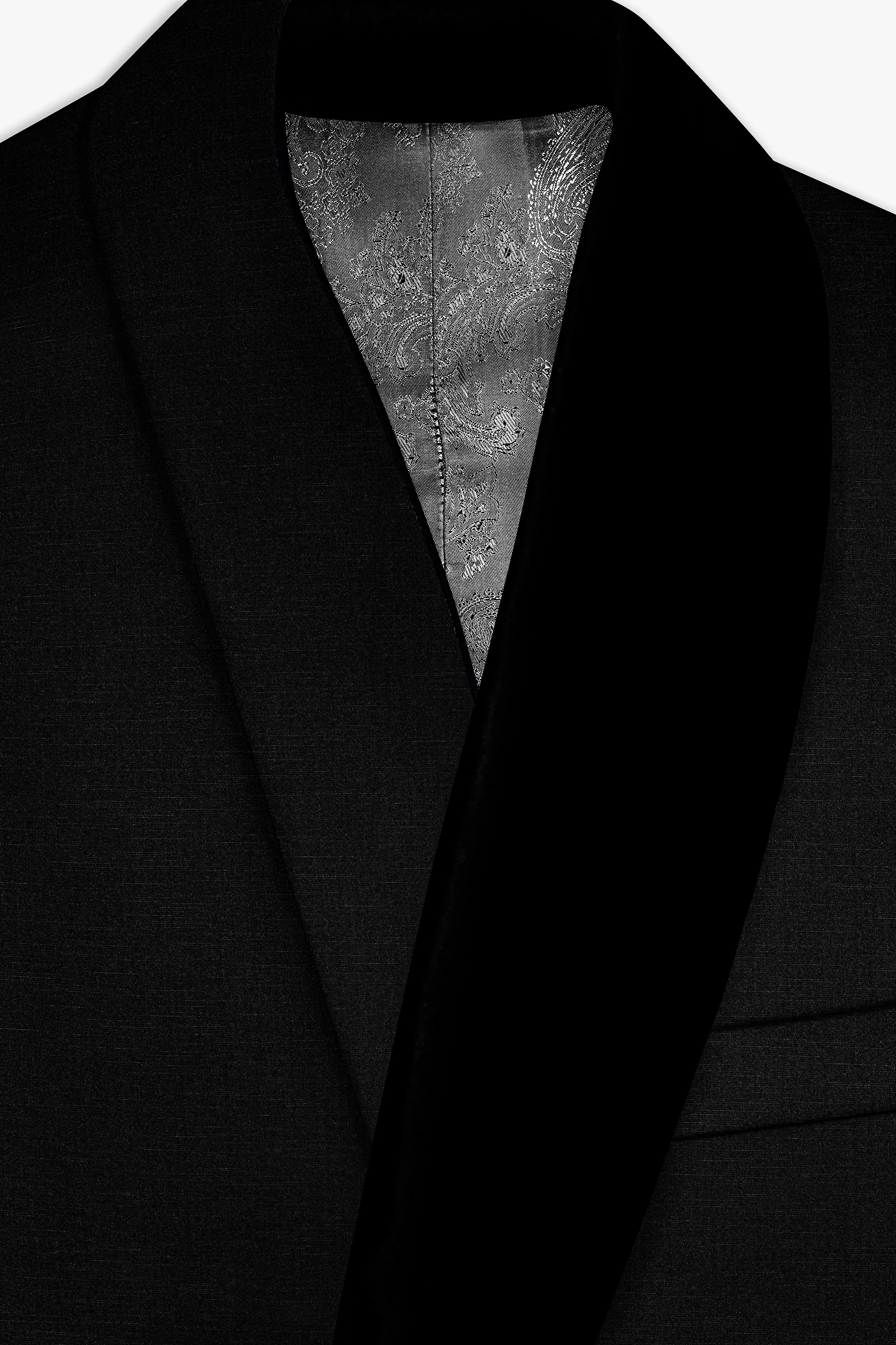 Jade Black Stretchable Subtle Sheen Tuxedo Suit sold by French Crown product image thumbnail 5