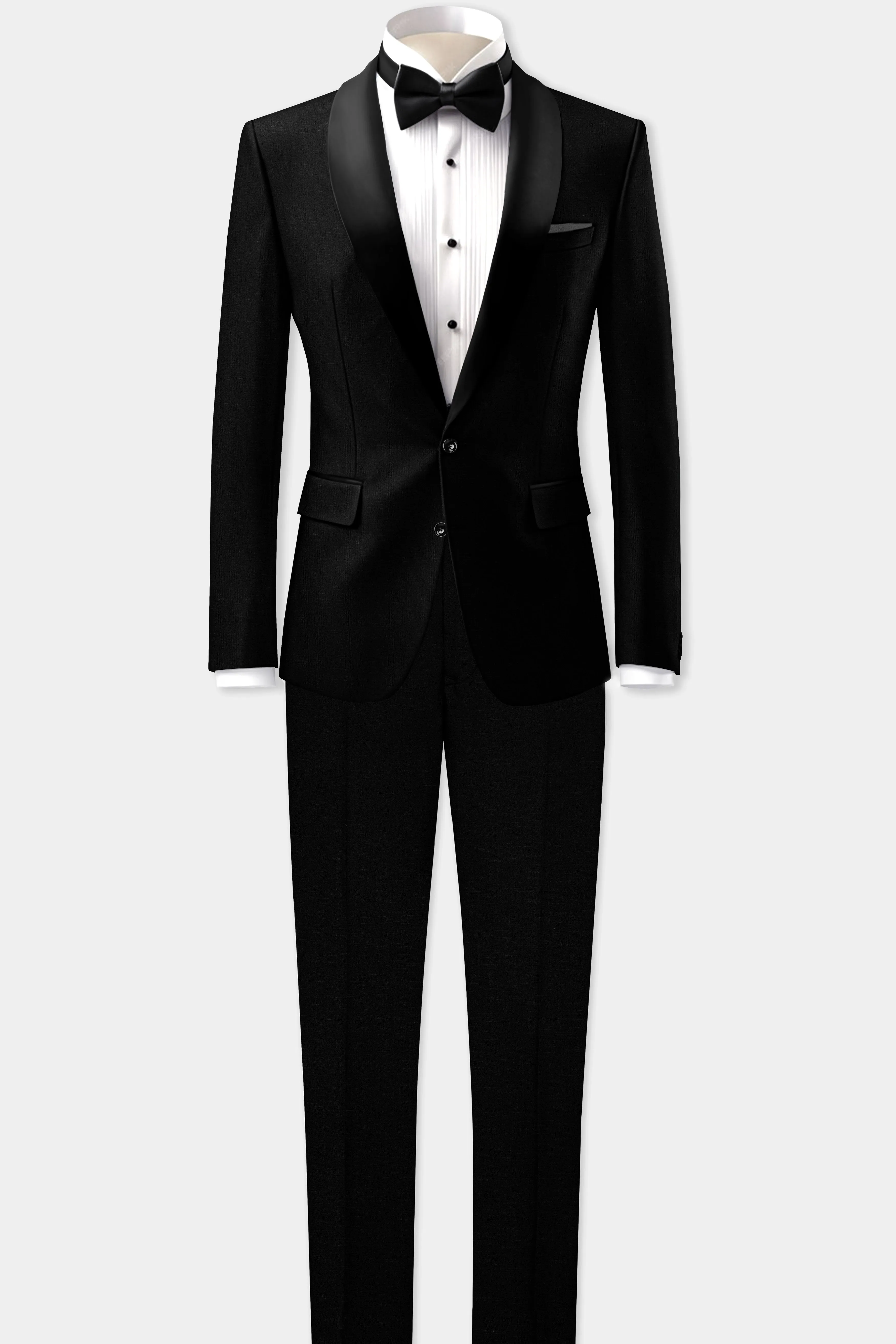 Jade Black Stretchable Subtle Sheen Tuxedo Suit sold by French Crown product image thumbnail 4