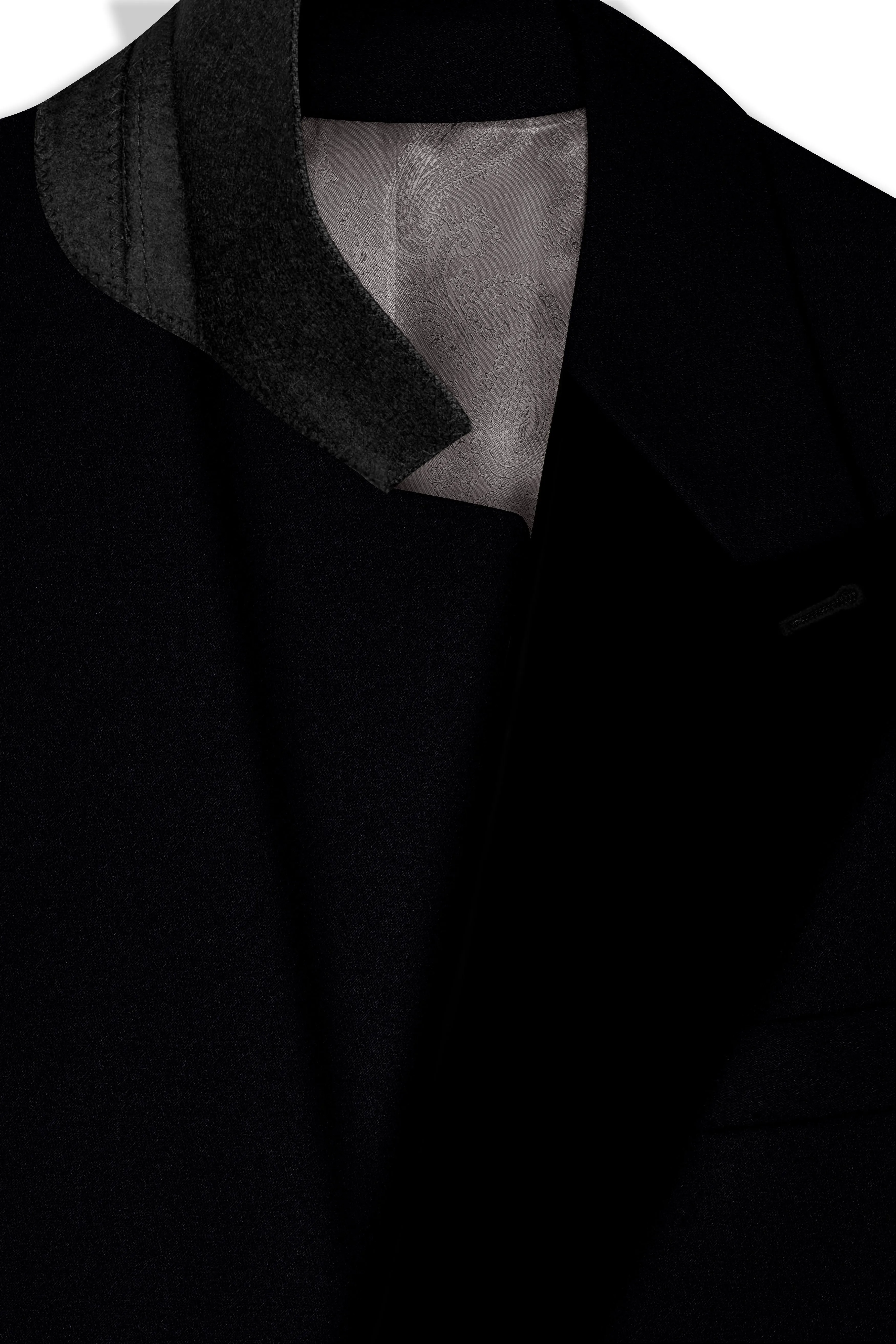 Noirex-Korean Black (The Best Black We Have) Wool Rich Peak Lapel Tuxedo Slight Stretch Suit sold by French Crown product image thumbnail 5