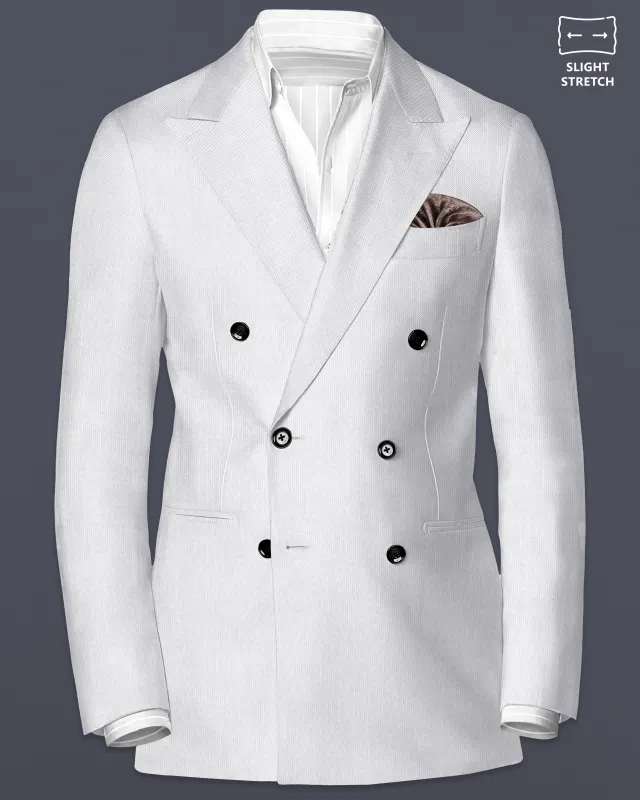 Granite-Alto Gray Solid Wool Rich Double Breasted Slight Stretch Blazer sold by French Crown