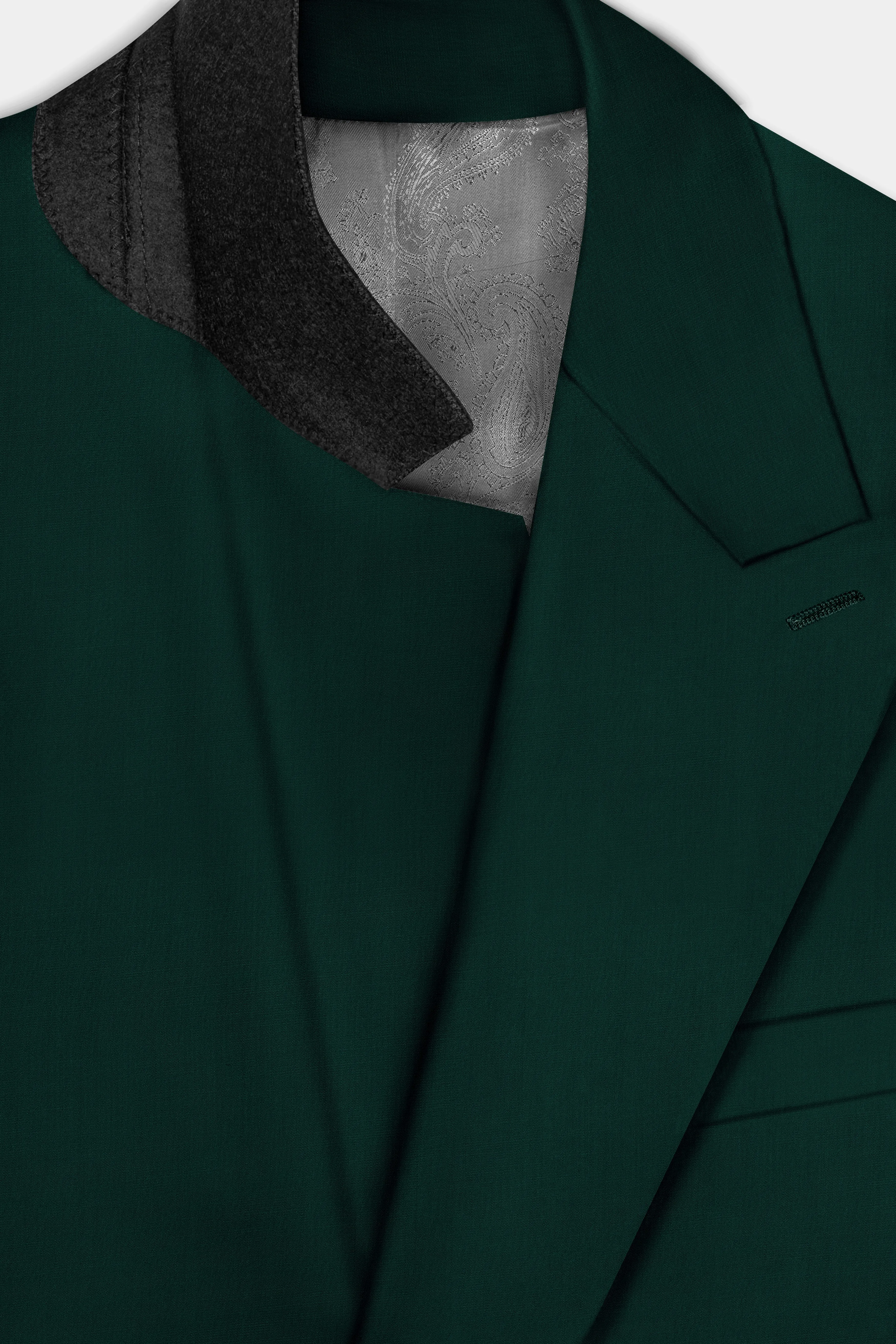 Emerald-Zucchini Green Solid Wool Rich Double Breasted Slight Stretch Blazer sold by French Crown product image thumbnail 4