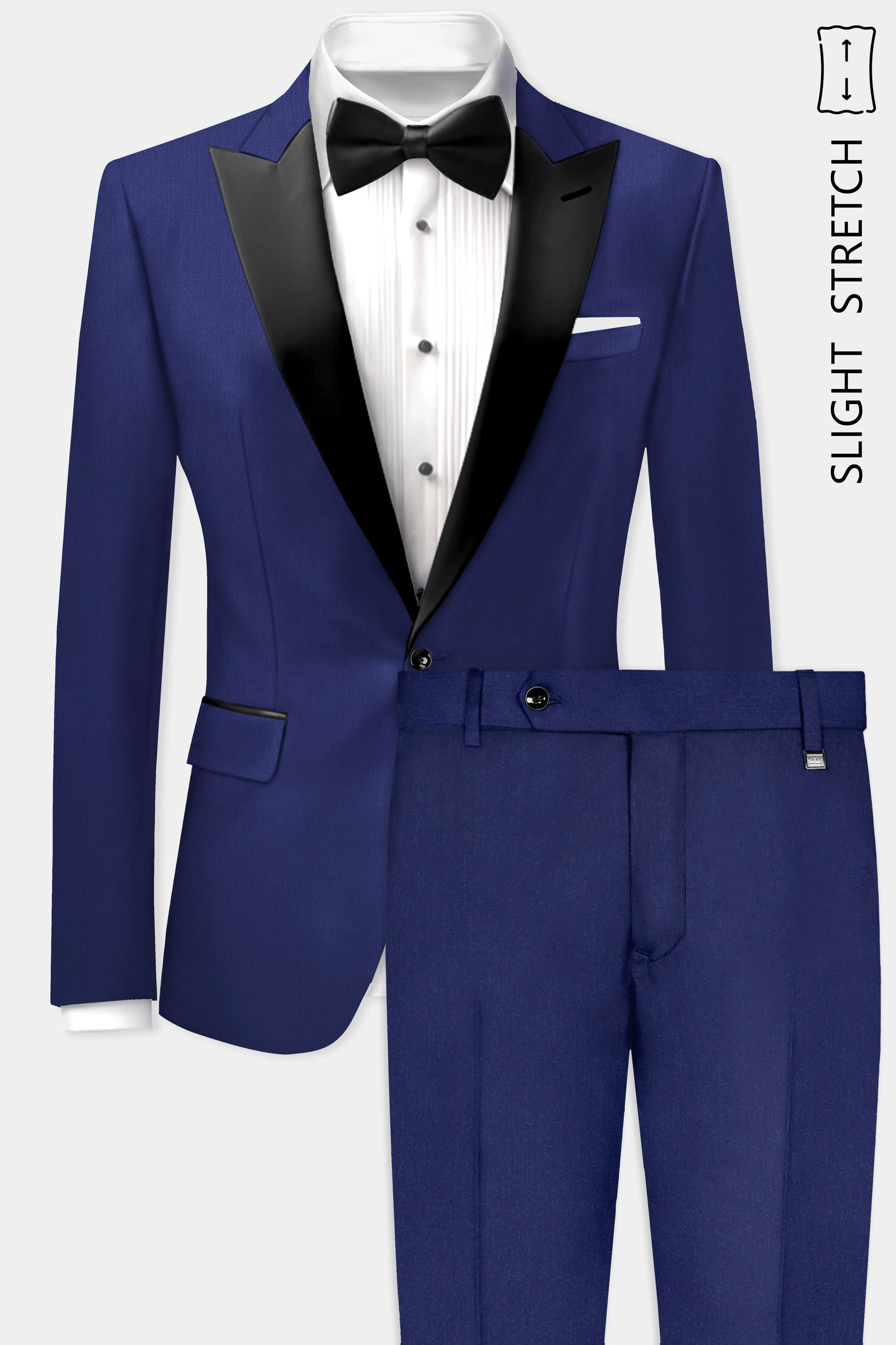 Celestia- Blue Solid Wool Rich Peak Lapel Tuxedo Slight Stretch Suit sold by French Crown product image thumbnail 2