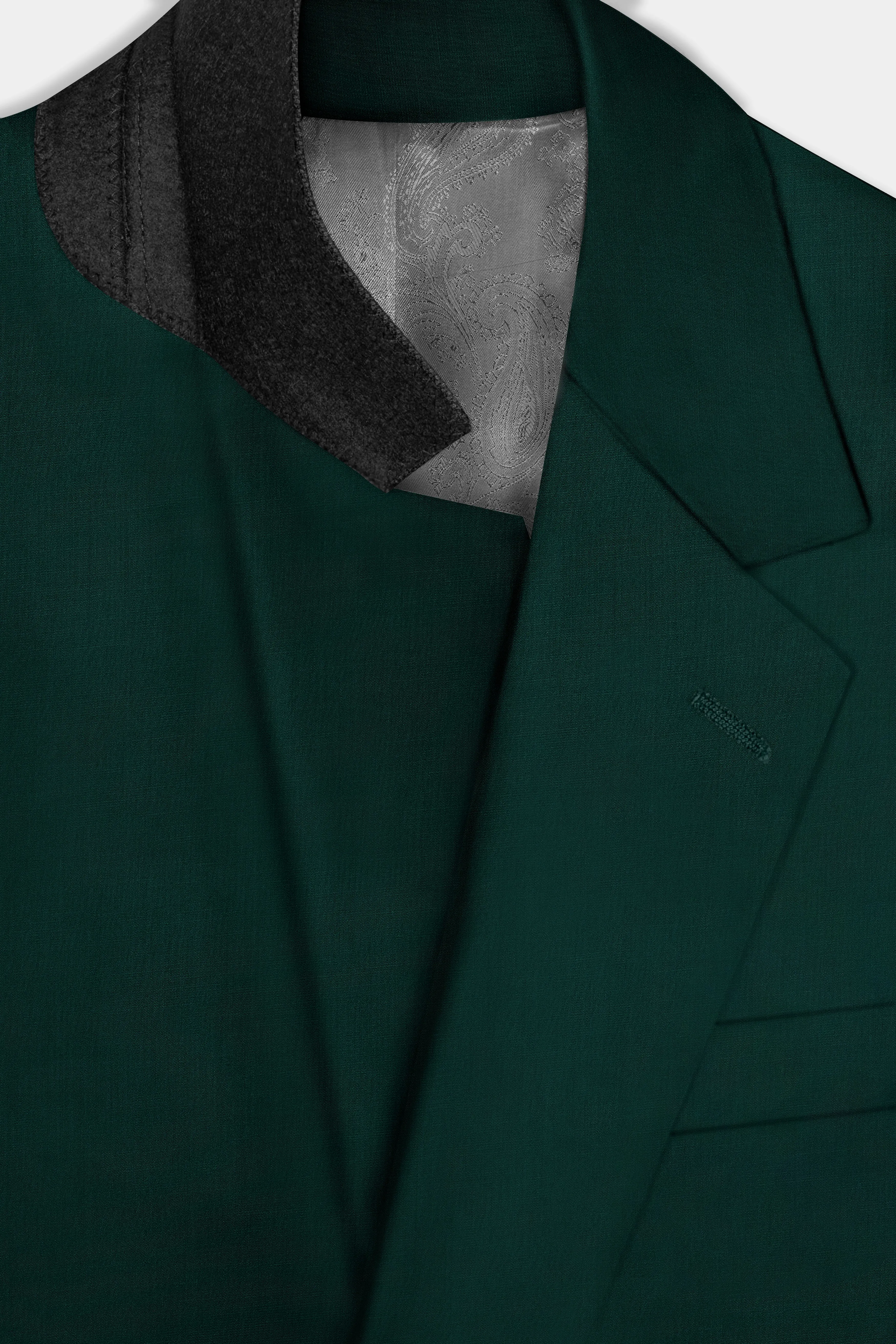 Emerald-Zucchini Green Solid Wool Rich Single Breasted Slight Stretch Blazer sold by French Crown product image thumbnail 4