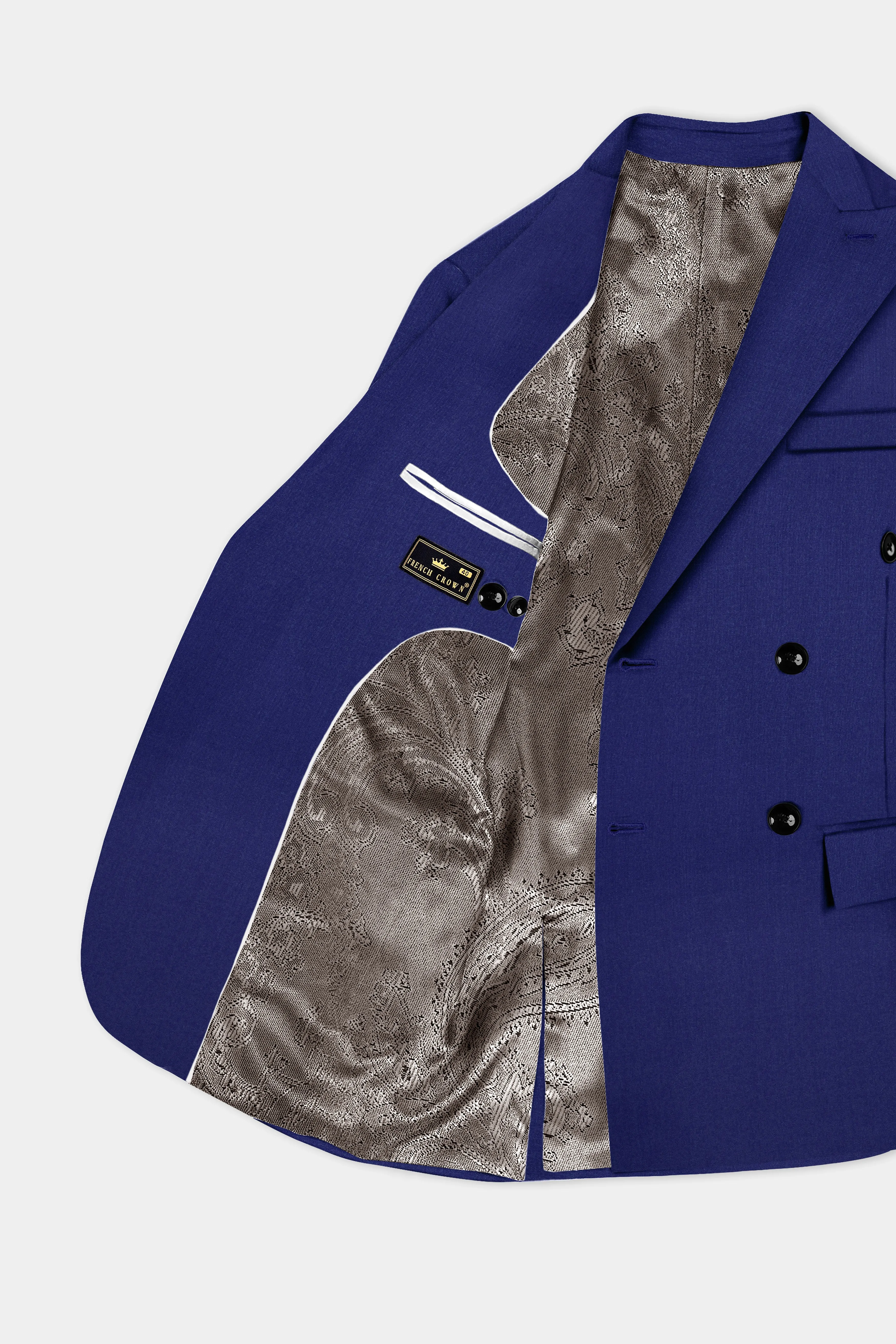 Celestia- Blue Solid Wool Rich Double Breasted Slight Stretch Suit sold by French Crown product image thumbnail 5