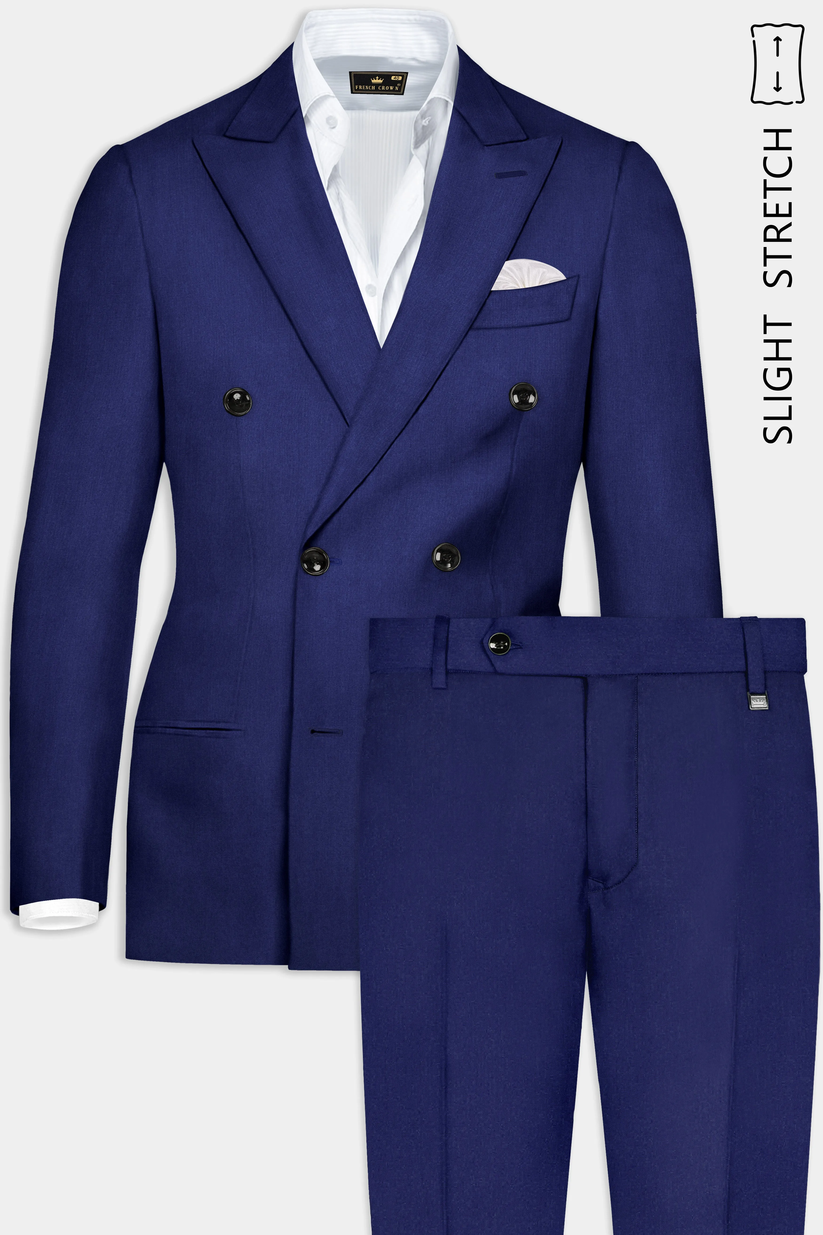 Celestia- Blue Solid Wool Rich Double Breasted Slight Stretch Suit sold by French Crown product image thumbnail 2