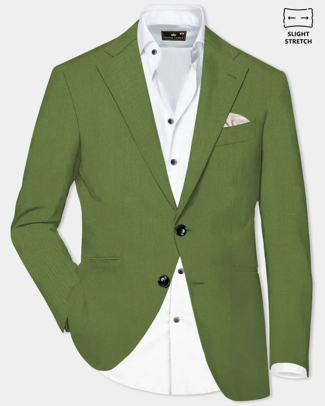 Sage Regal-Dingley Green Solid Wool Rich Single Breasted Slight Stretch Blazer sold by French Crown