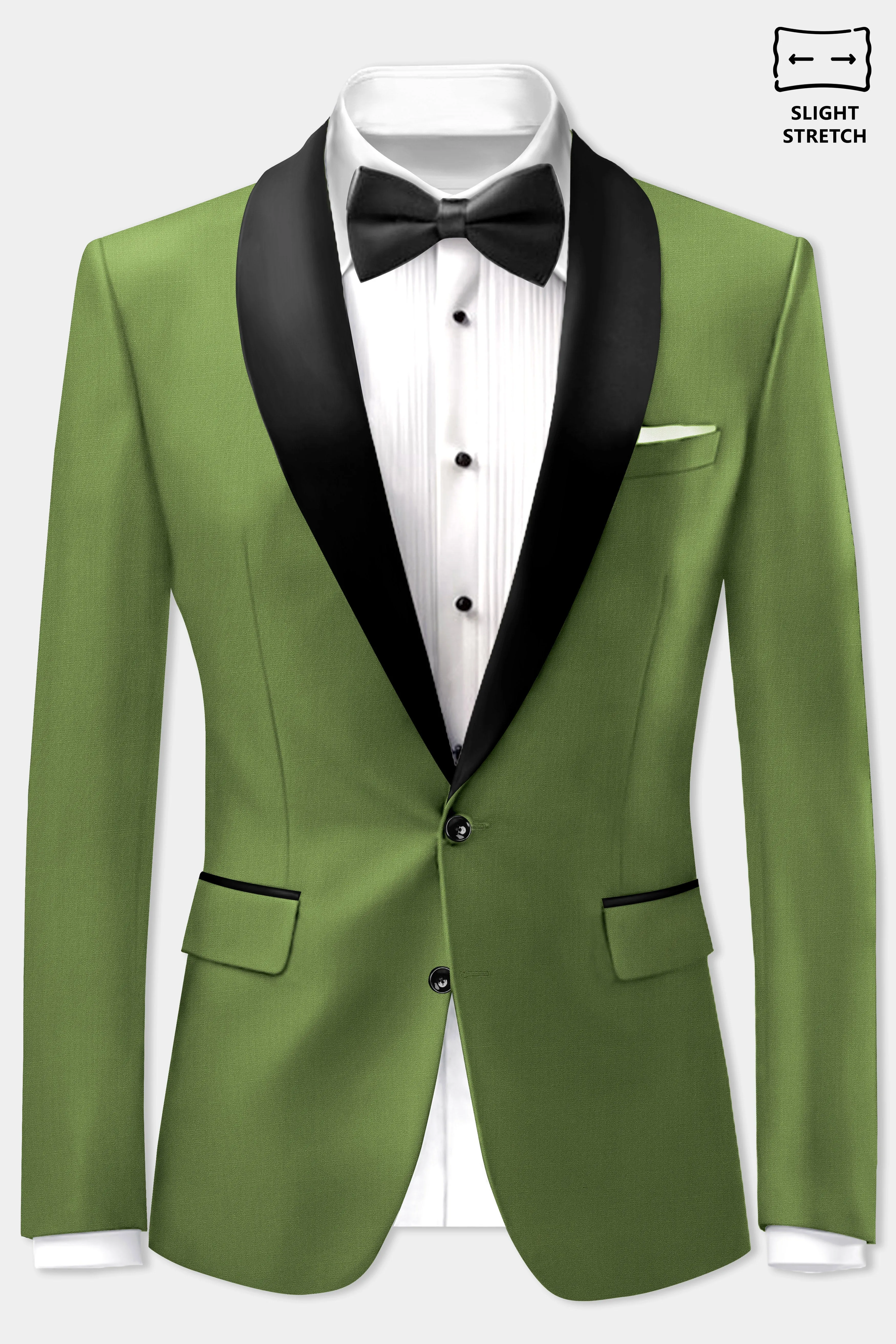 Sage Regal-Dingley Green Solid Wool Rich Tuxedo Slight Stretch Blazer sold by French Crown product image thumbnail 2