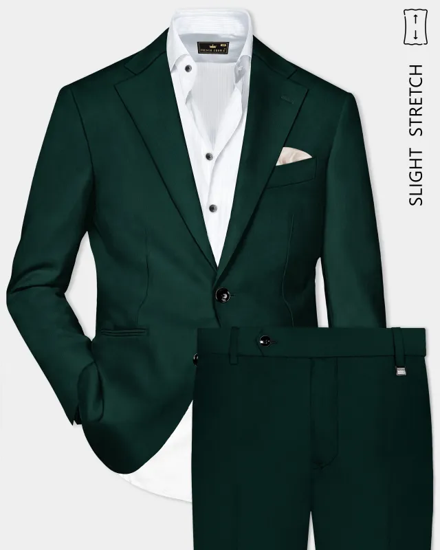 Emerald-Zucchini Green Solid Wool Rich Single Breasted Slight Stretch Suit sold by French Crown
