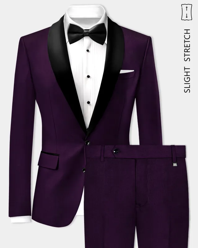 Regal Plum-Eggplant Purple Solid Wool Rich Tuxedo Slight Stretch Suit sold by French Crown