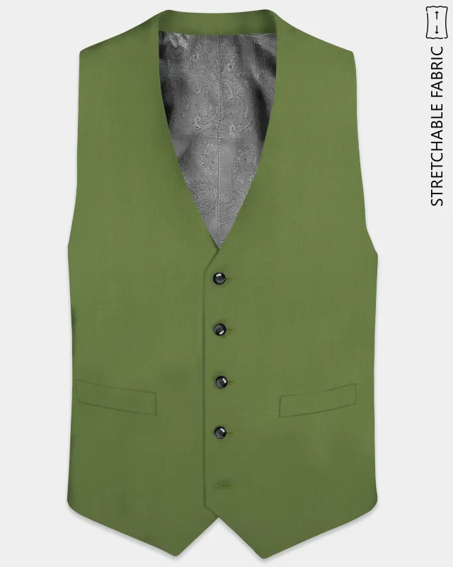 Sage Regal-Dingley Green Solid Wool Rich Slight Stretch Waistcoat sold by French Crown