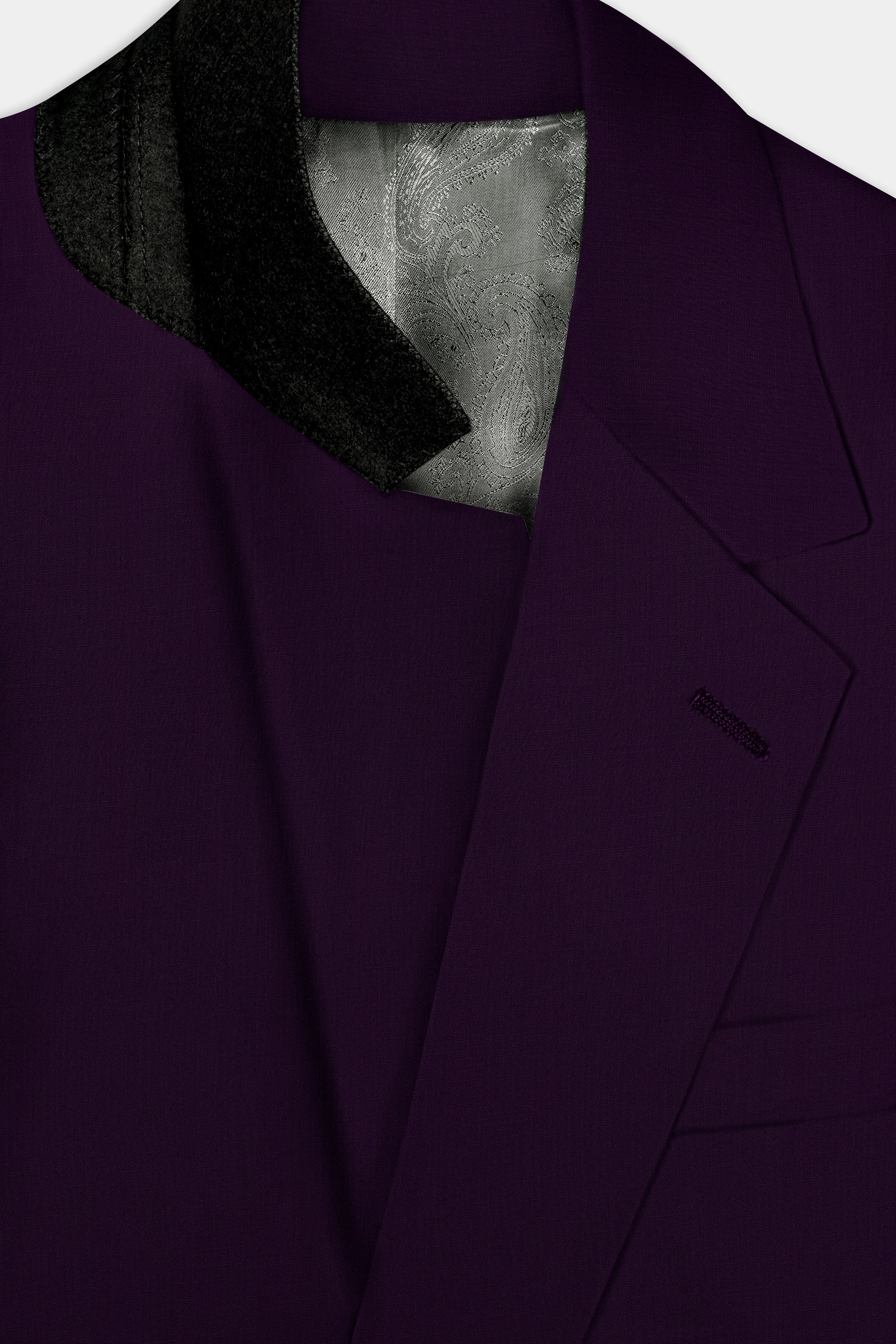 Regal Plum-Eggplant Purple Solid Wool Rich Single Breasted Slight Stretch Suit sold by French Crown product image thumbnail 5