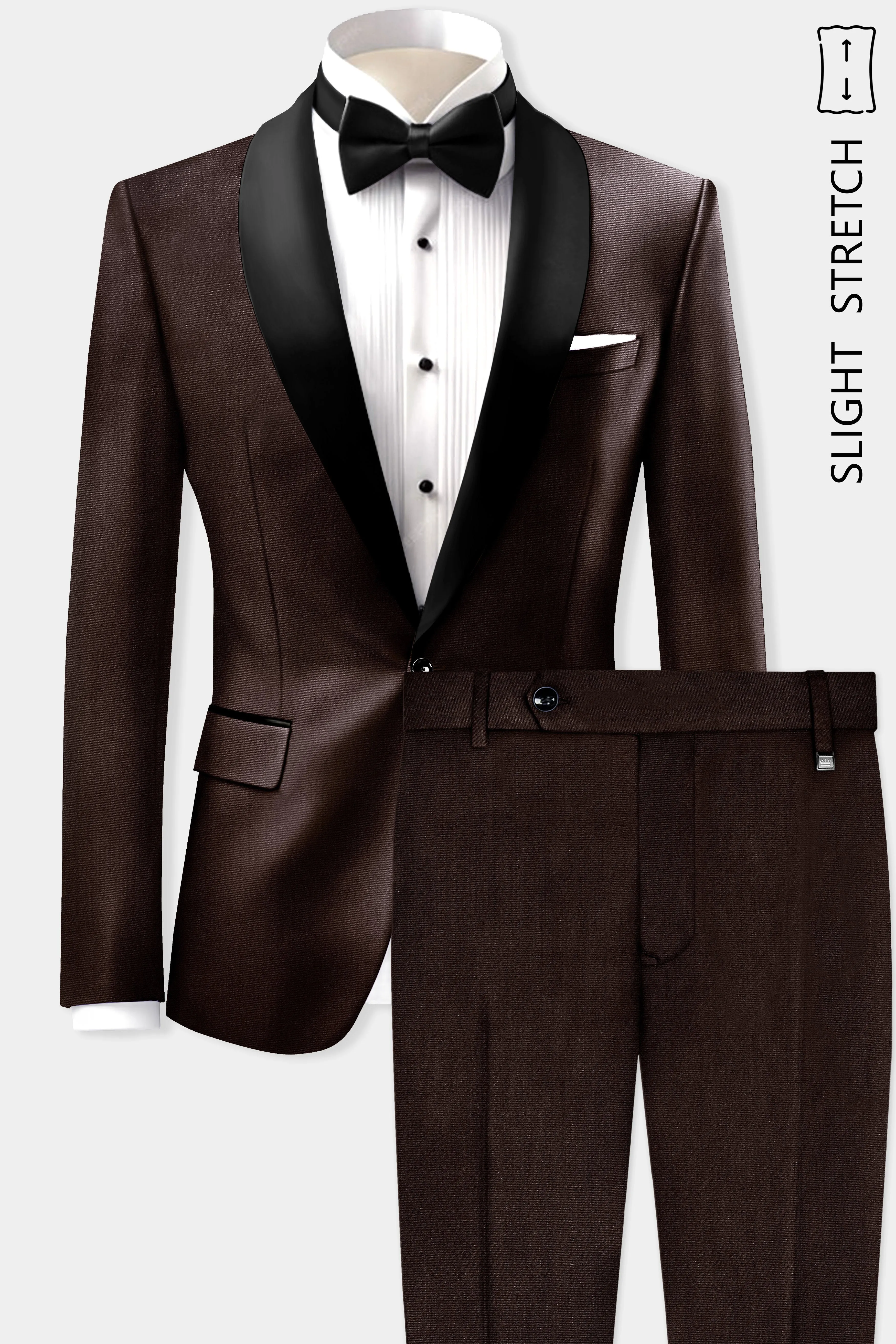 Espresso-Hickory Brown Solid Wool Rich Tuxedo Slight Stretch Suit sold by French Crown product image thumbnail 2