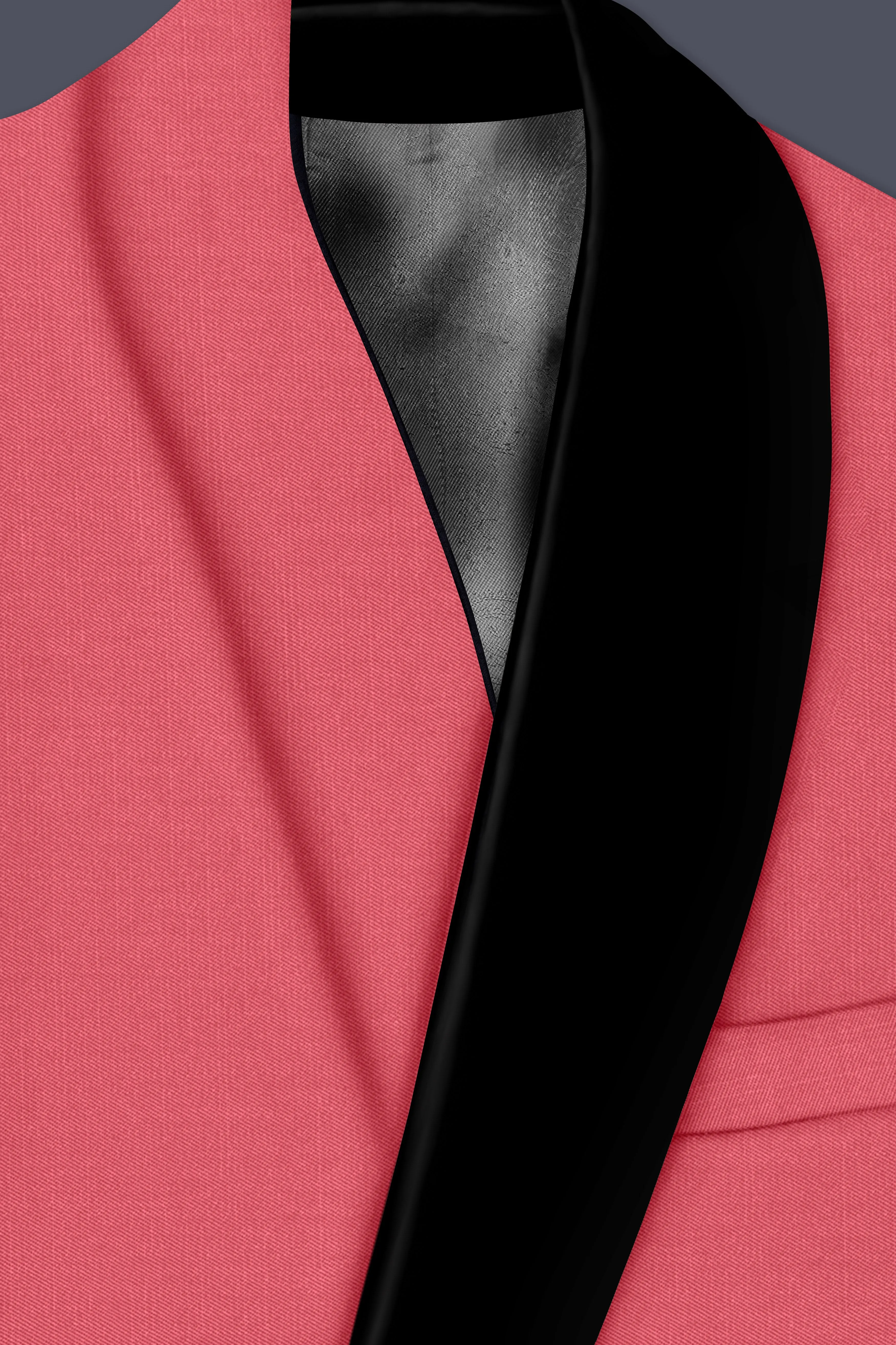 Aurerosa-Roman Pink Wool Rich Slight Stretch Tuxedo Blazer sold by French Crown product image thumbnail 4