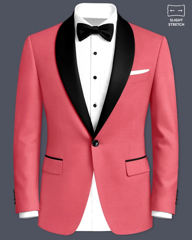 Aurerosa-Roman Pink Wool Rich Slight Stretch Tuxedo Blazer made by French Crown