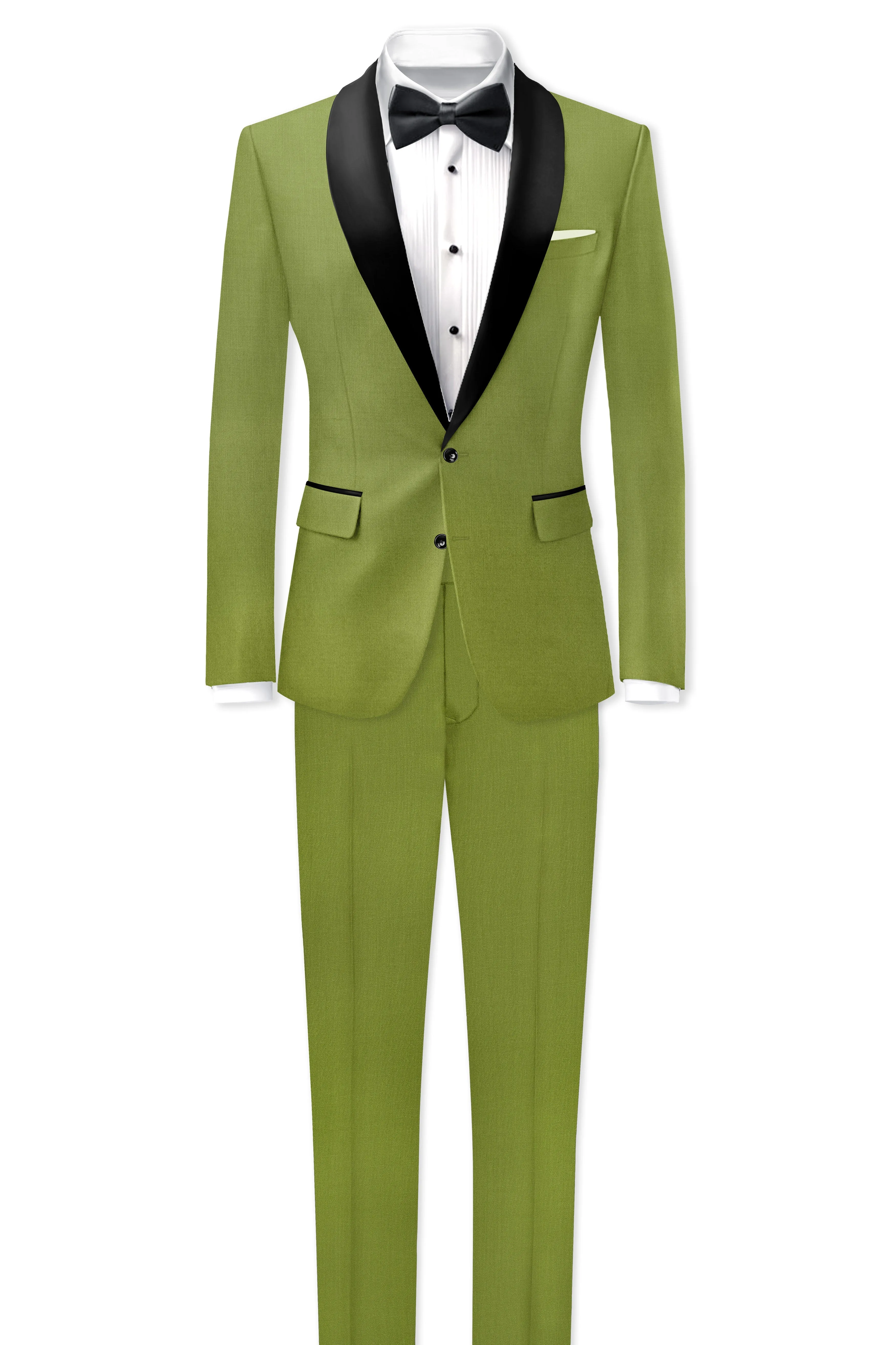 Pistachio-Wasabi Green Wool Rich Tuxedo Slight Stretch Suit sold by French Crown product image thumbnail 4