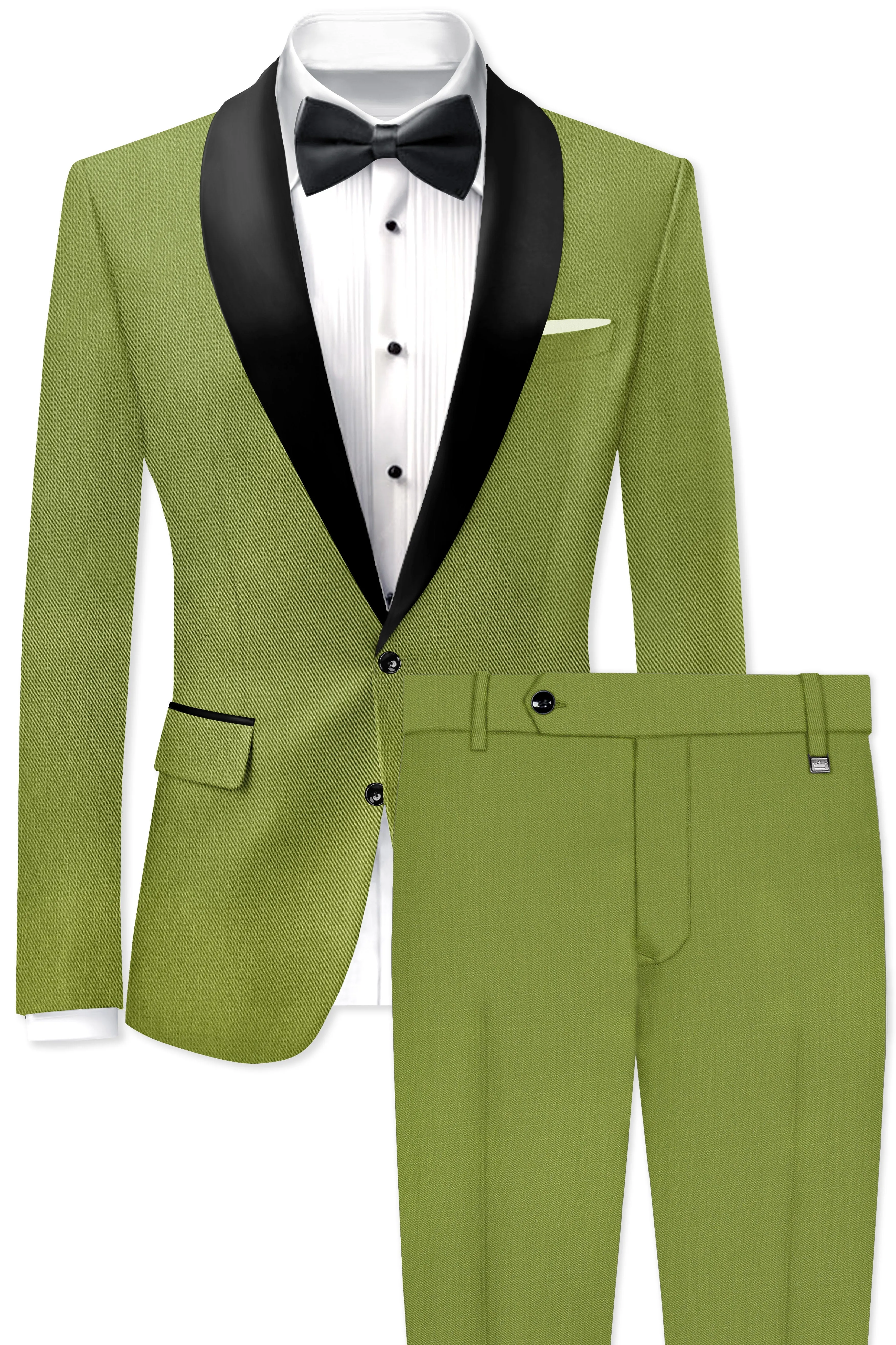 Pistachio-Wasabi Green Wool Rich Tuxedo Slight Stretch Suit sold by French Crown product image thumbnail 2