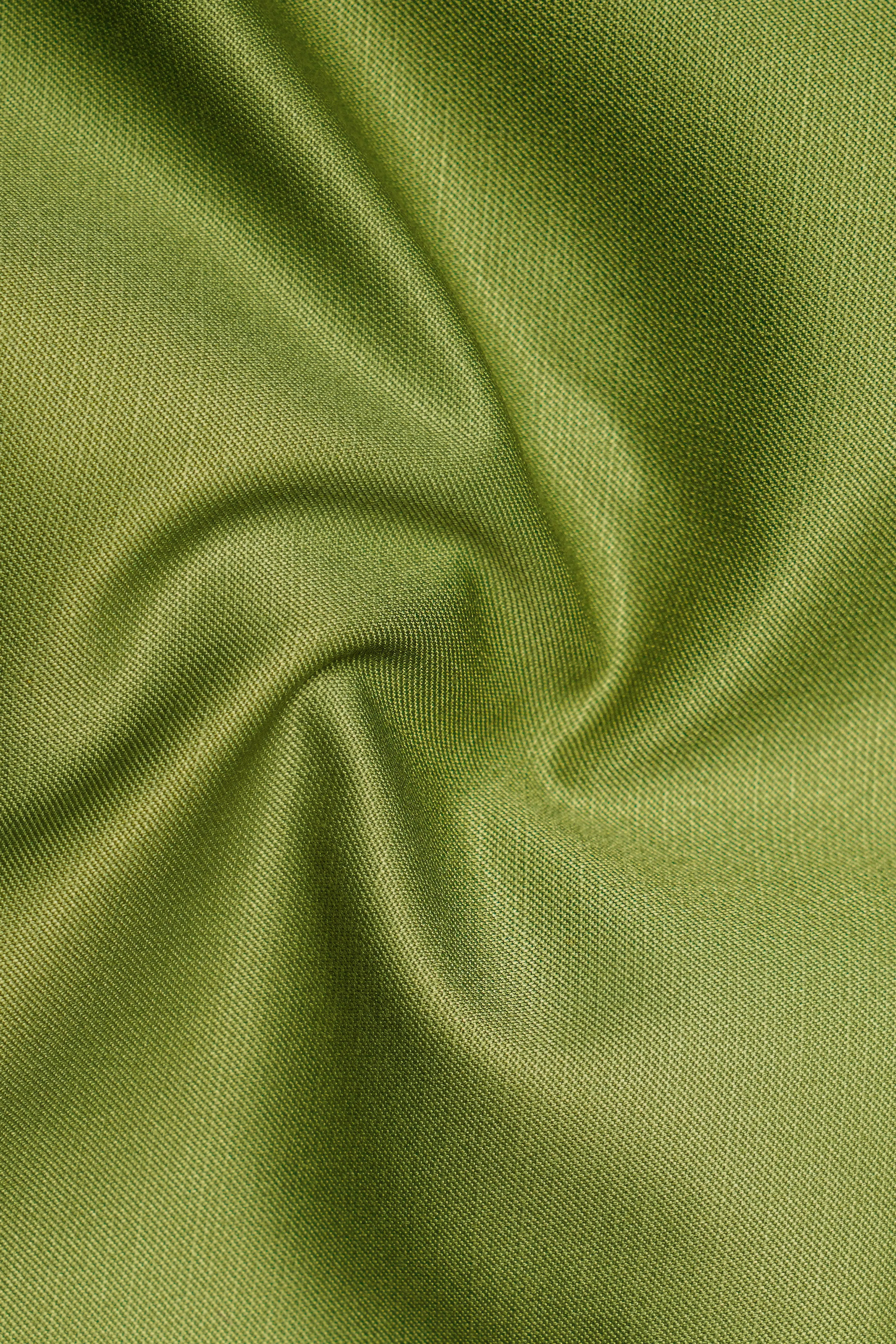 Pistachio-Wasabi Green Solid Wool Rich Slight Stretch Waistband Pant sold by French Crown product image thumbnail 3