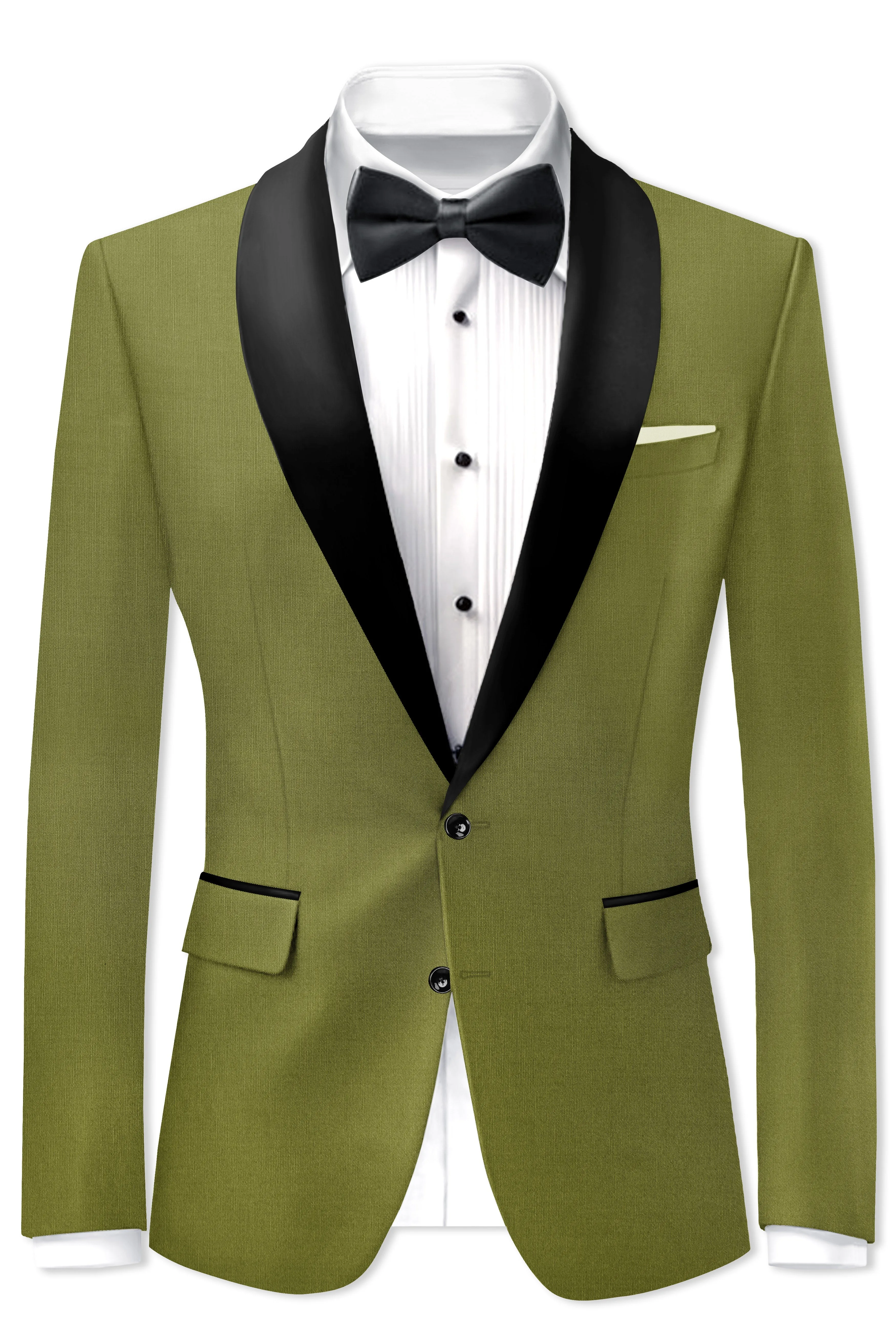 Glade-Muddy Green Wool Rich Tuxedo Slight Stretch Blazer sold by French Crown product image thumbnail 2