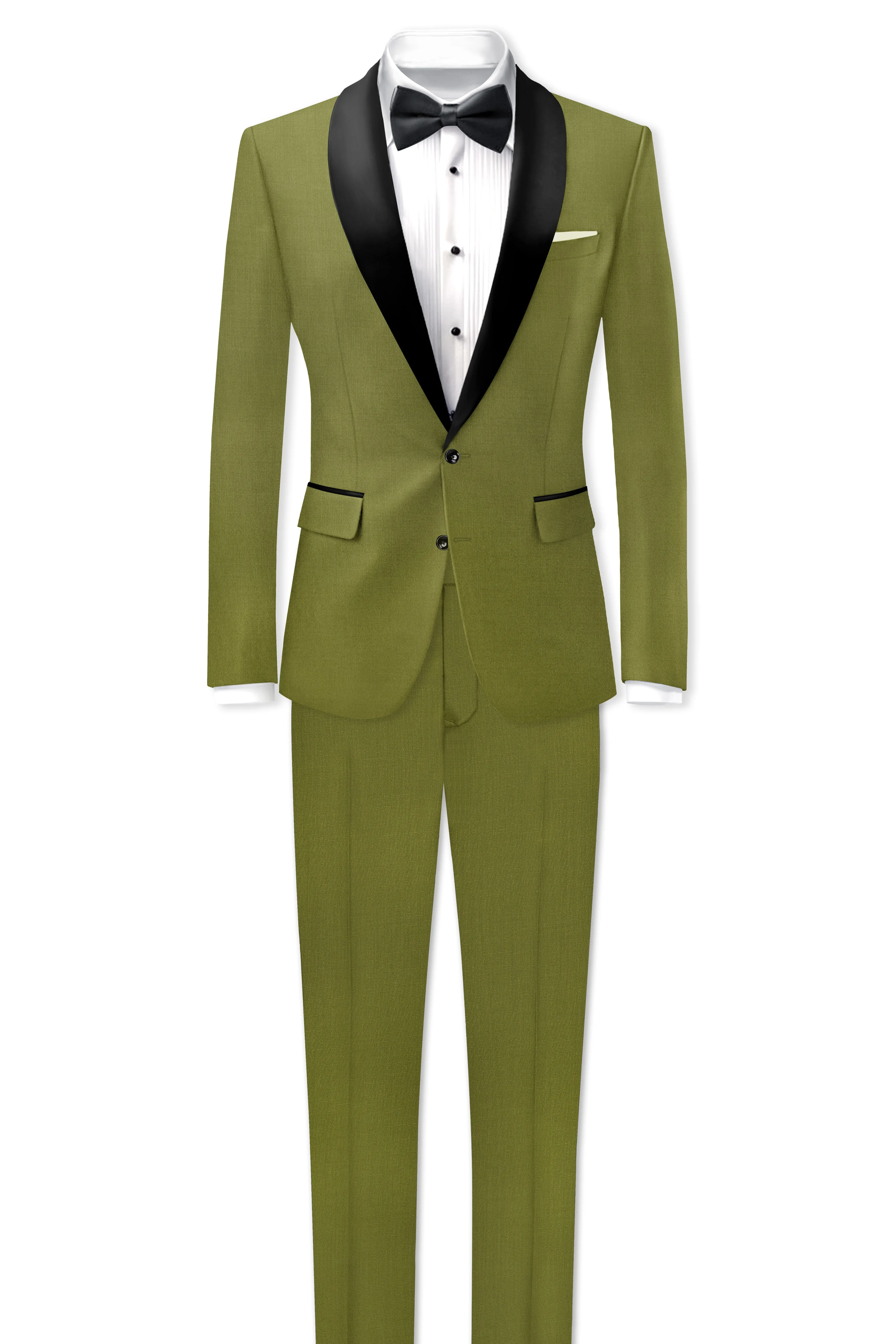 Glade-Muddy Green Wool Rich Tuxedo Slight Stretch Suit sold by French Crown product image thumbnail 4