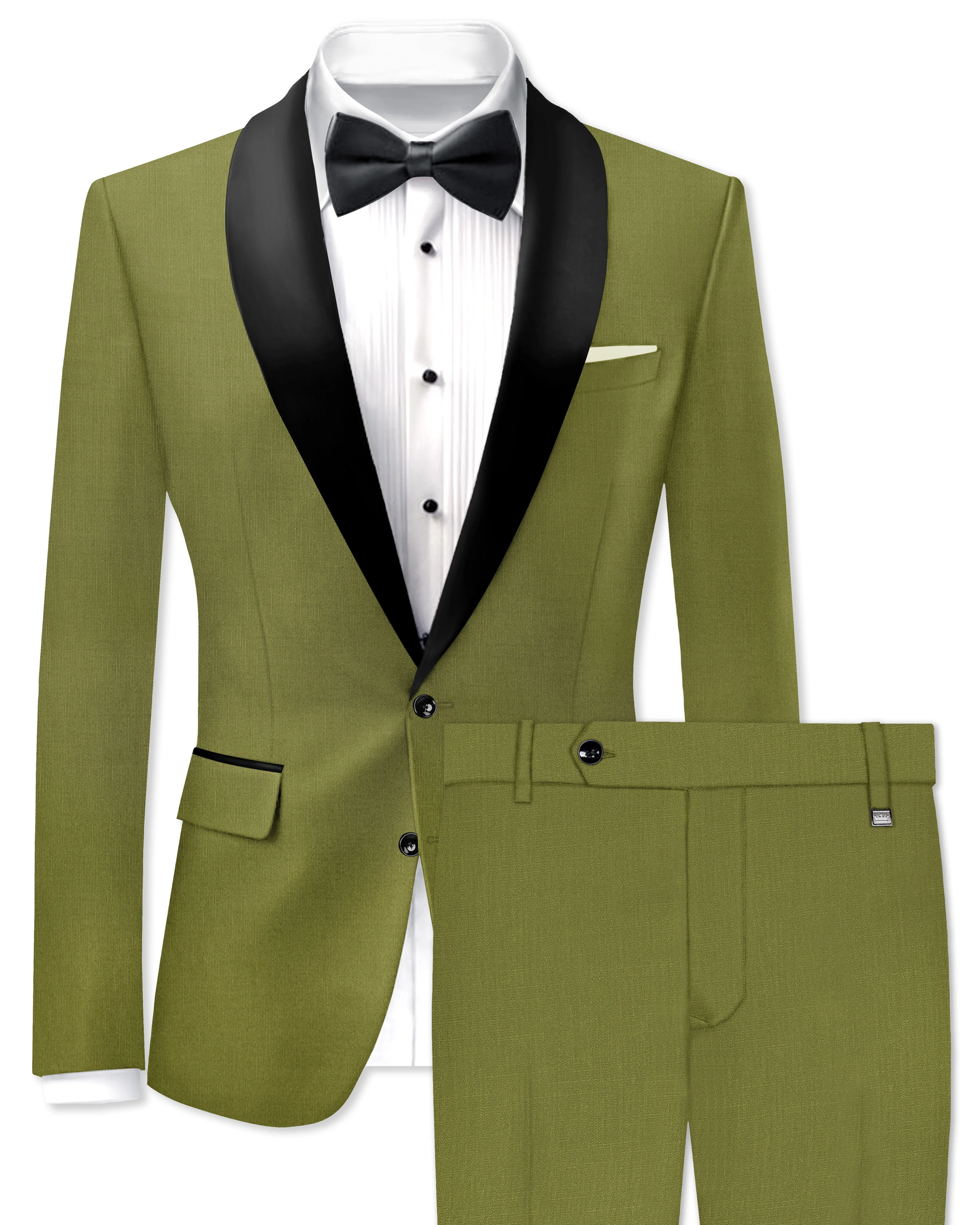 Glade-Muddy Green Wool Rich Tuxedo Slight Stretch Suit sold by French Crown