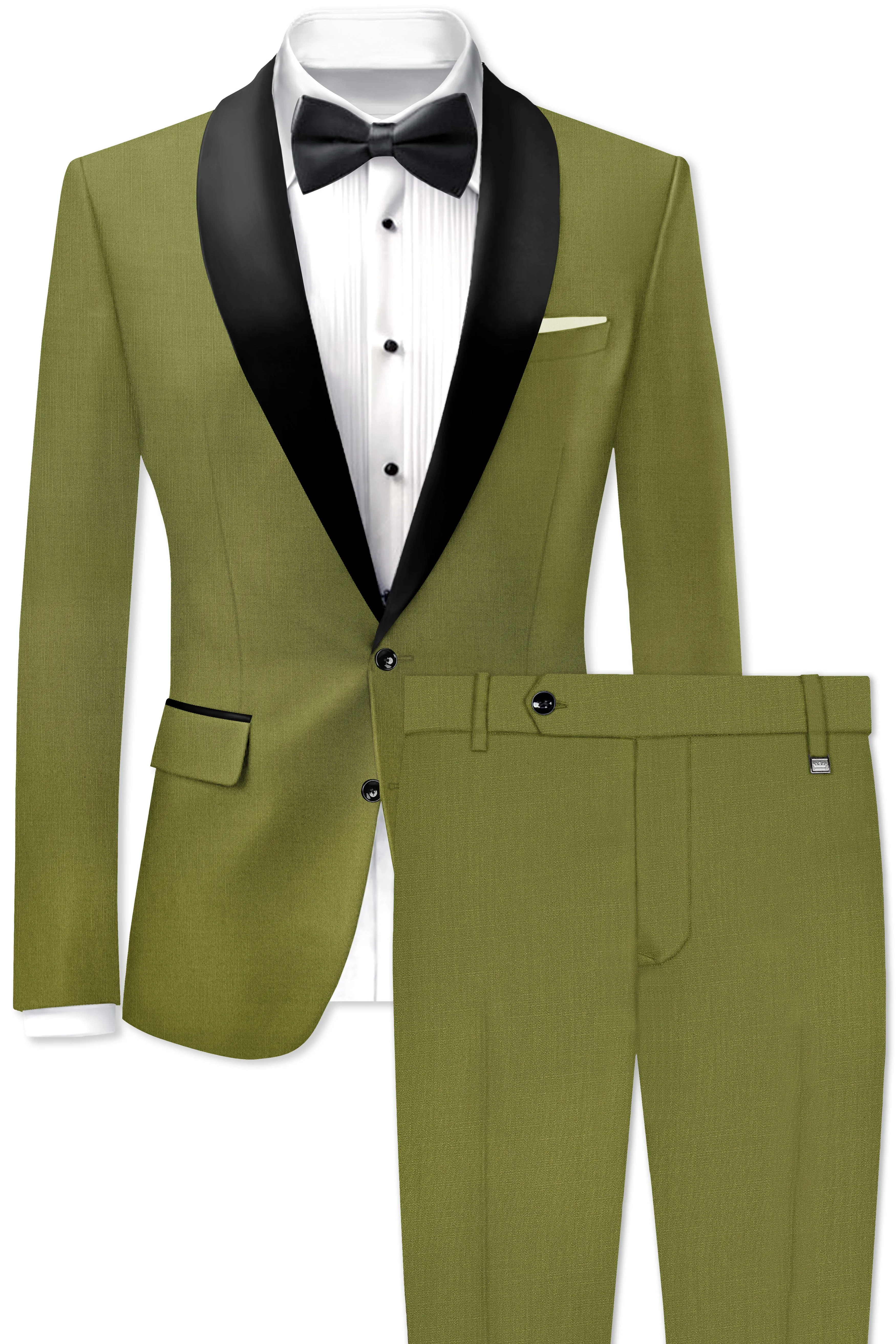 Glade-Muddy Green Wool Rich Tuxedo Slight Stretch Suit sold by French Crown product image thumbnail 2