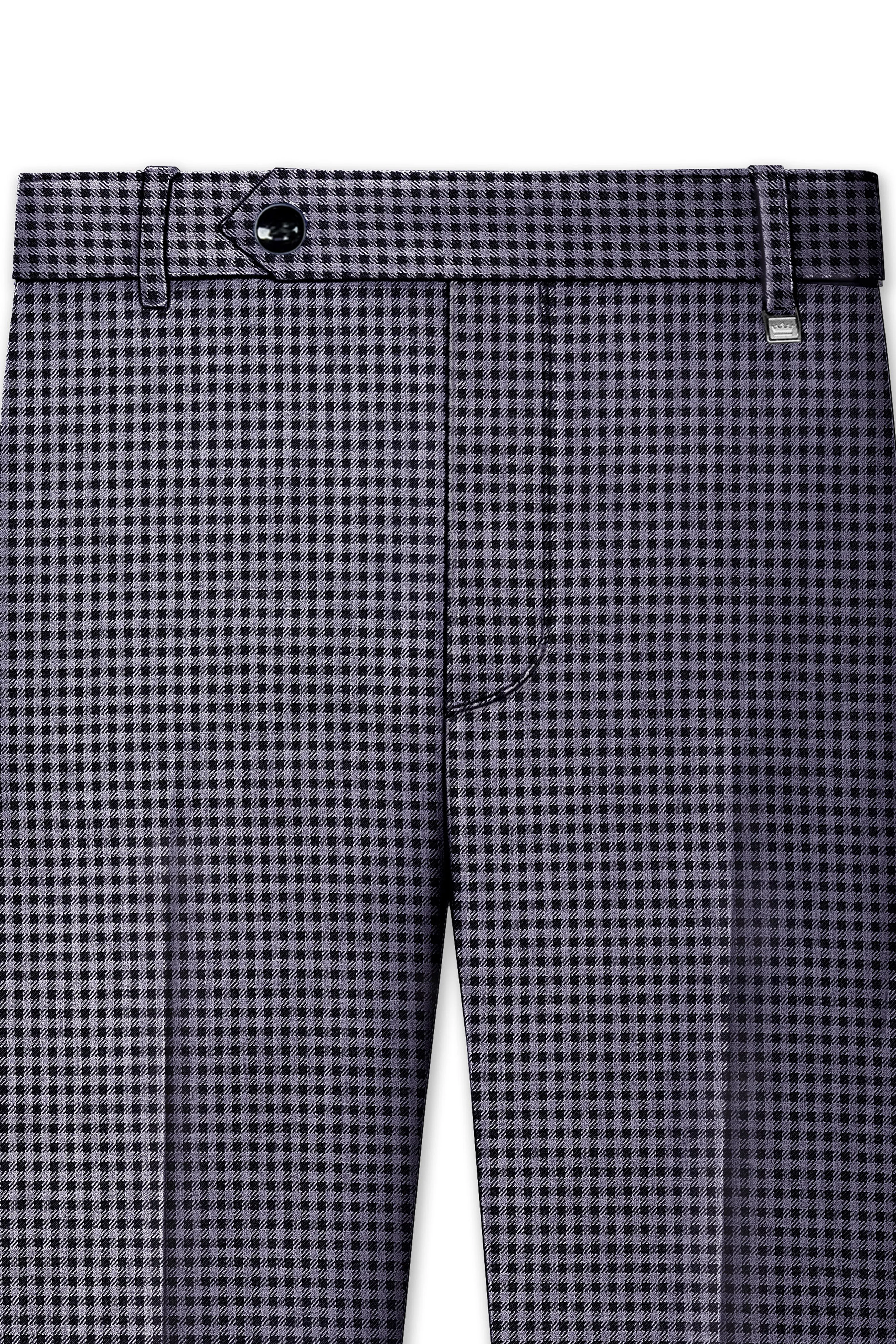 Zenith-Mirage Blue And venus Gray Gingham Plaid Tweed Stretchable Waistband Pant sold by French Crown product image thumbnail 4