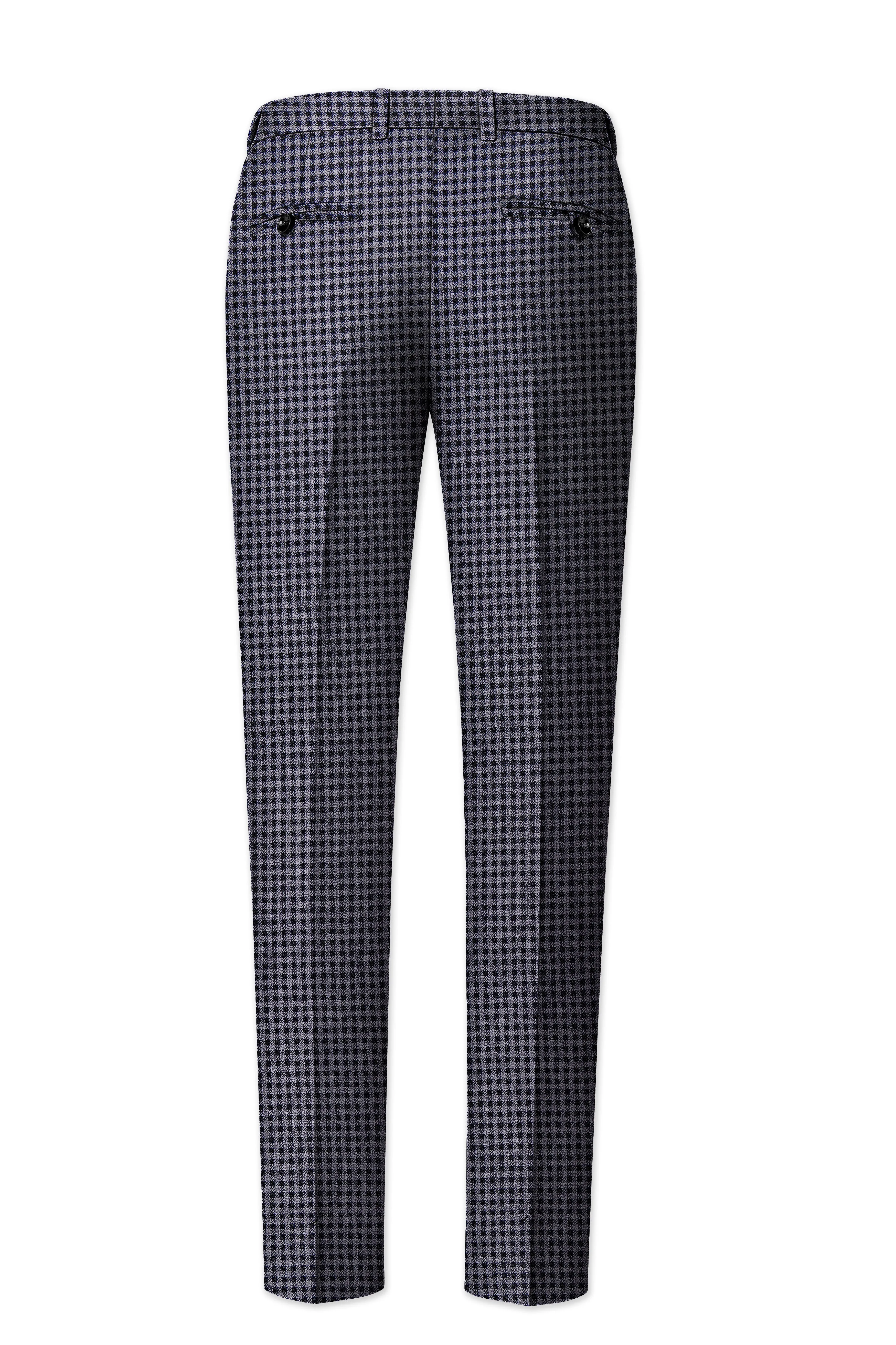 Zenith-Mirage Blue And venus Gray Gingham Plaid Tweed Stretchable Waistband Pant sold by French Crown product image thumbnail 5