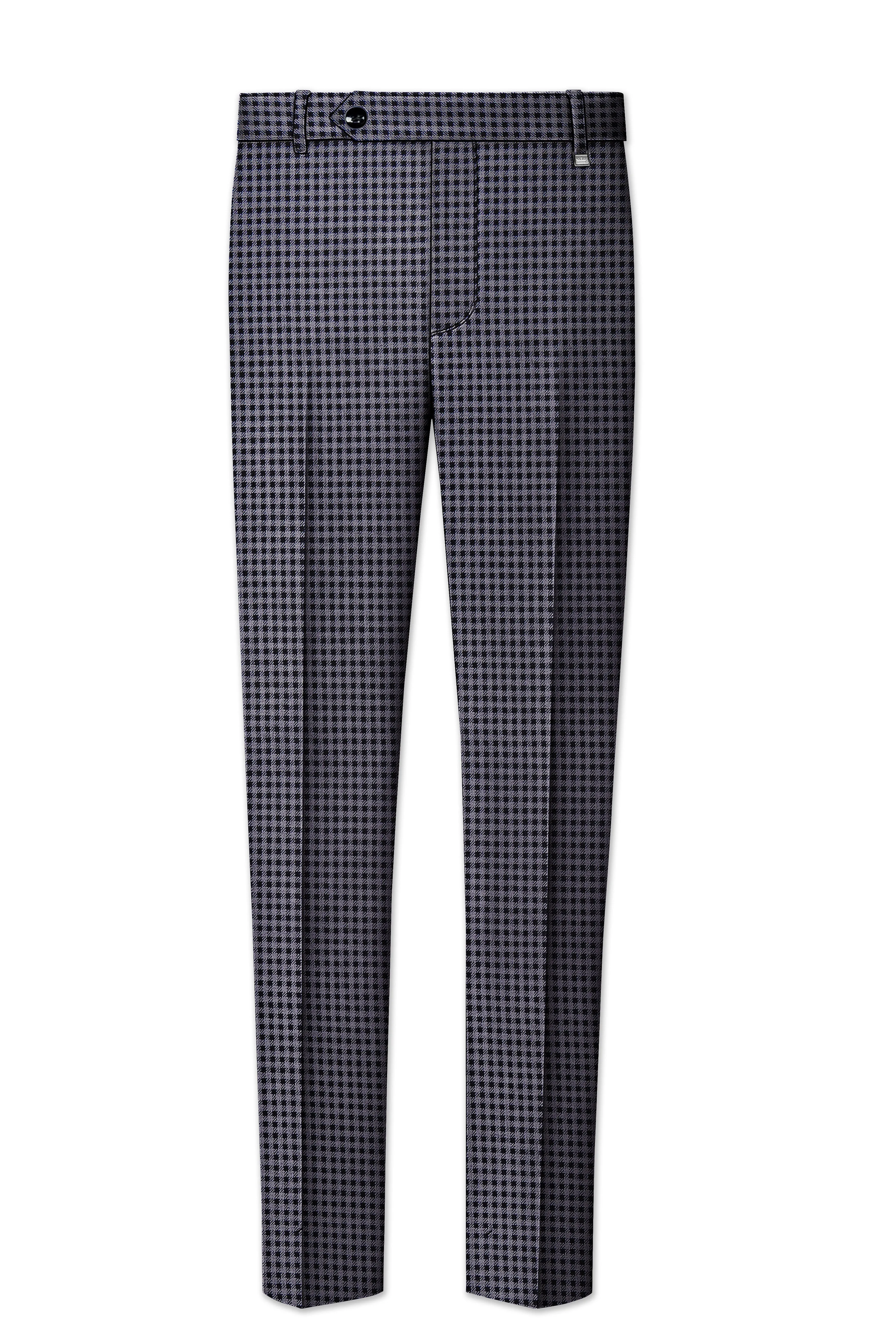 Zenith-Mirage Blue And venus Gray Gingham Plaid Tweed Stretchable Waistband Pant sold by French Crown product image thumbnail 2