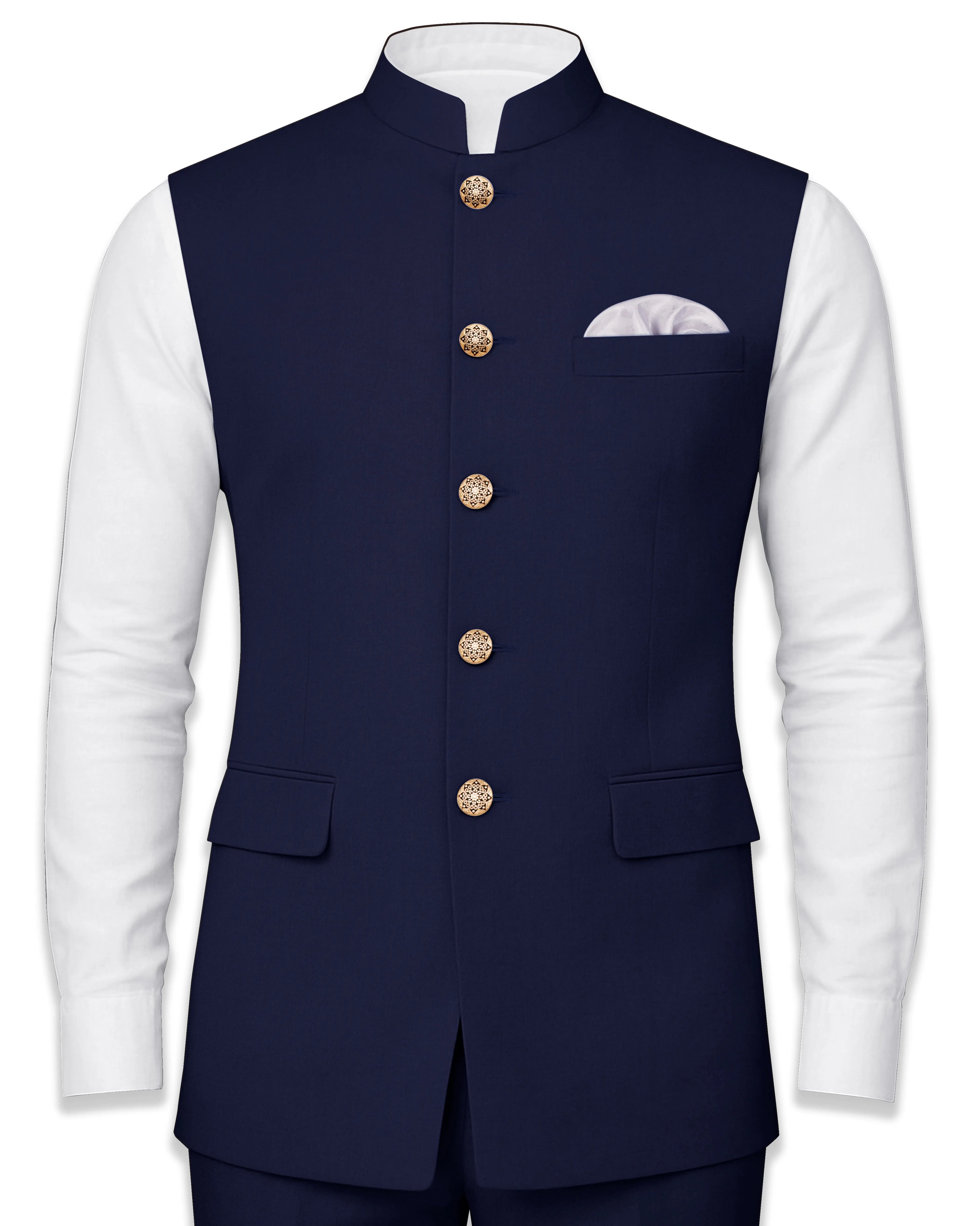 Azurion-Royal Blue Wool Rich Nehru Jacket sold by French Crown
