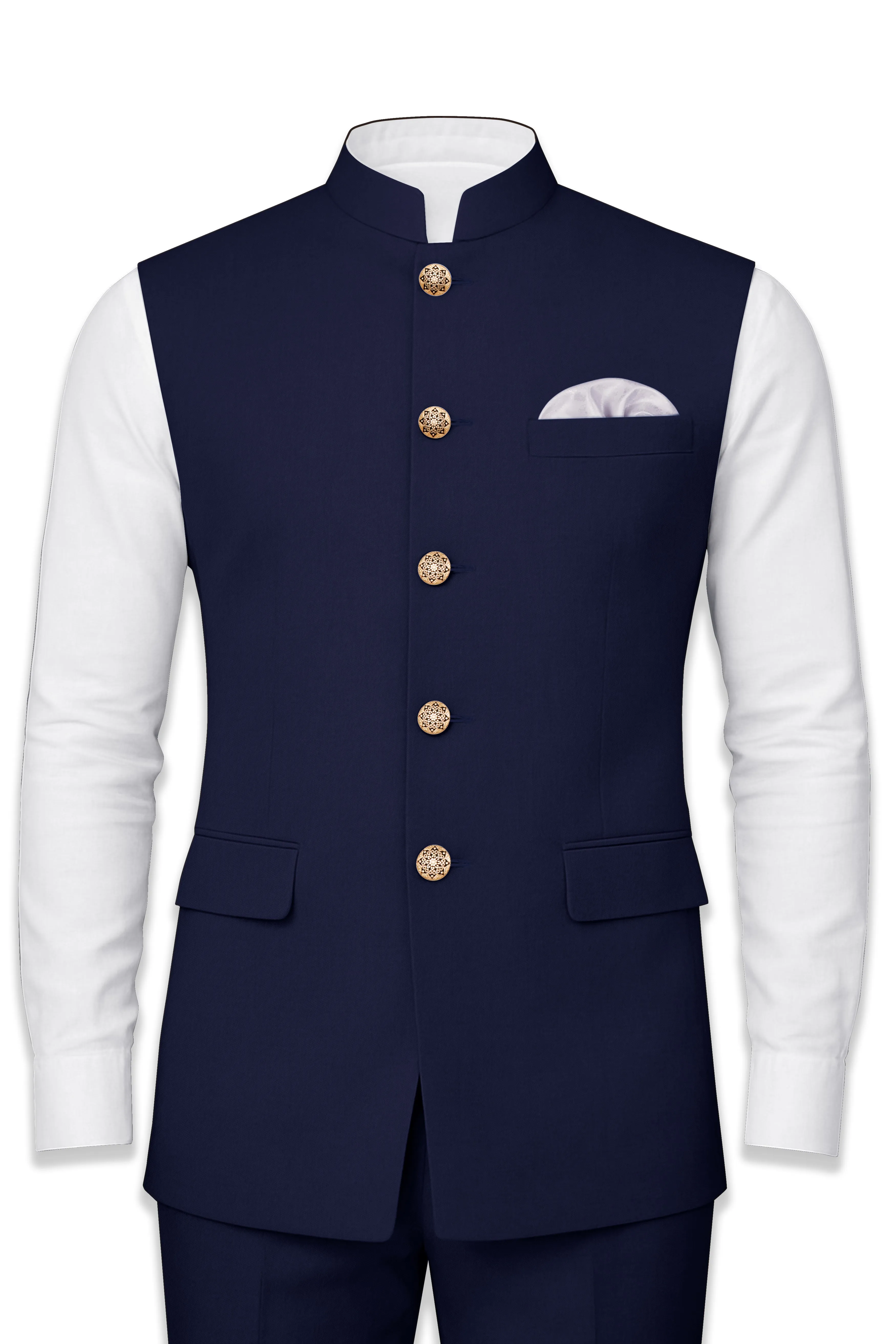 Azurion-Royal Blue Wool Rich Nehru Jacket sold by French Crown product image thumbnail 2