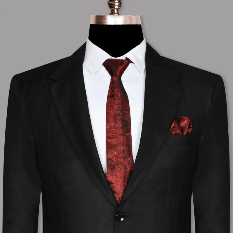 Coffee Tonal Windowpane Wool Blazer sold by French Crown