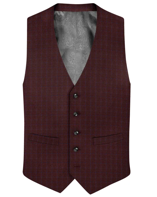 Thunder Maroon Wool Rich Waistcoat sold by French Crown