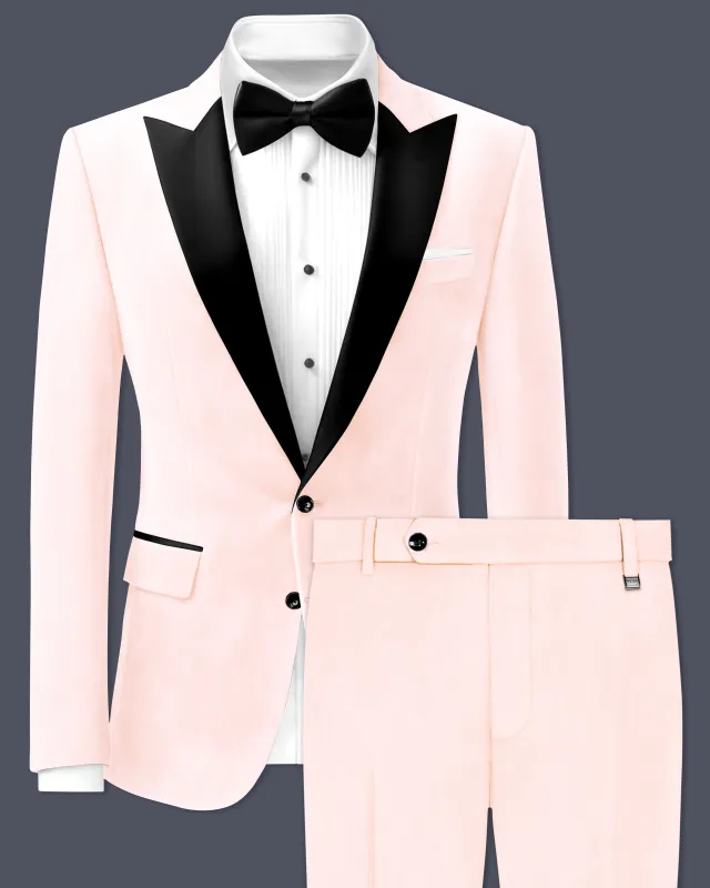 Cremivell-Almond Cream Velvet Peak Lapel Tuxedo Suit sold by French Crown