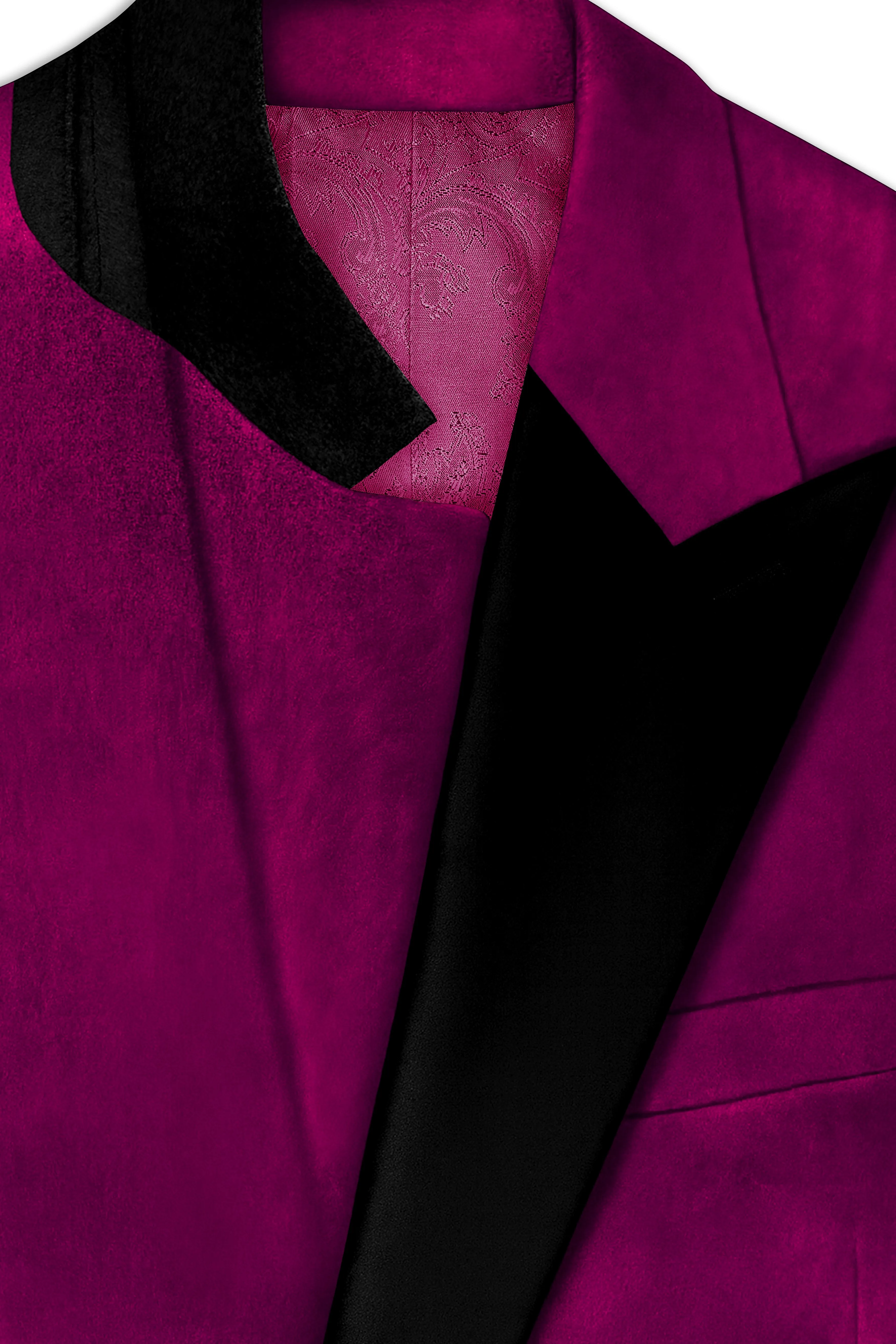 Velcrimora-Mulberry Purple Velvet Peak Lapel Tuxedo Blazer sold by French Crown product image thumbnail 4