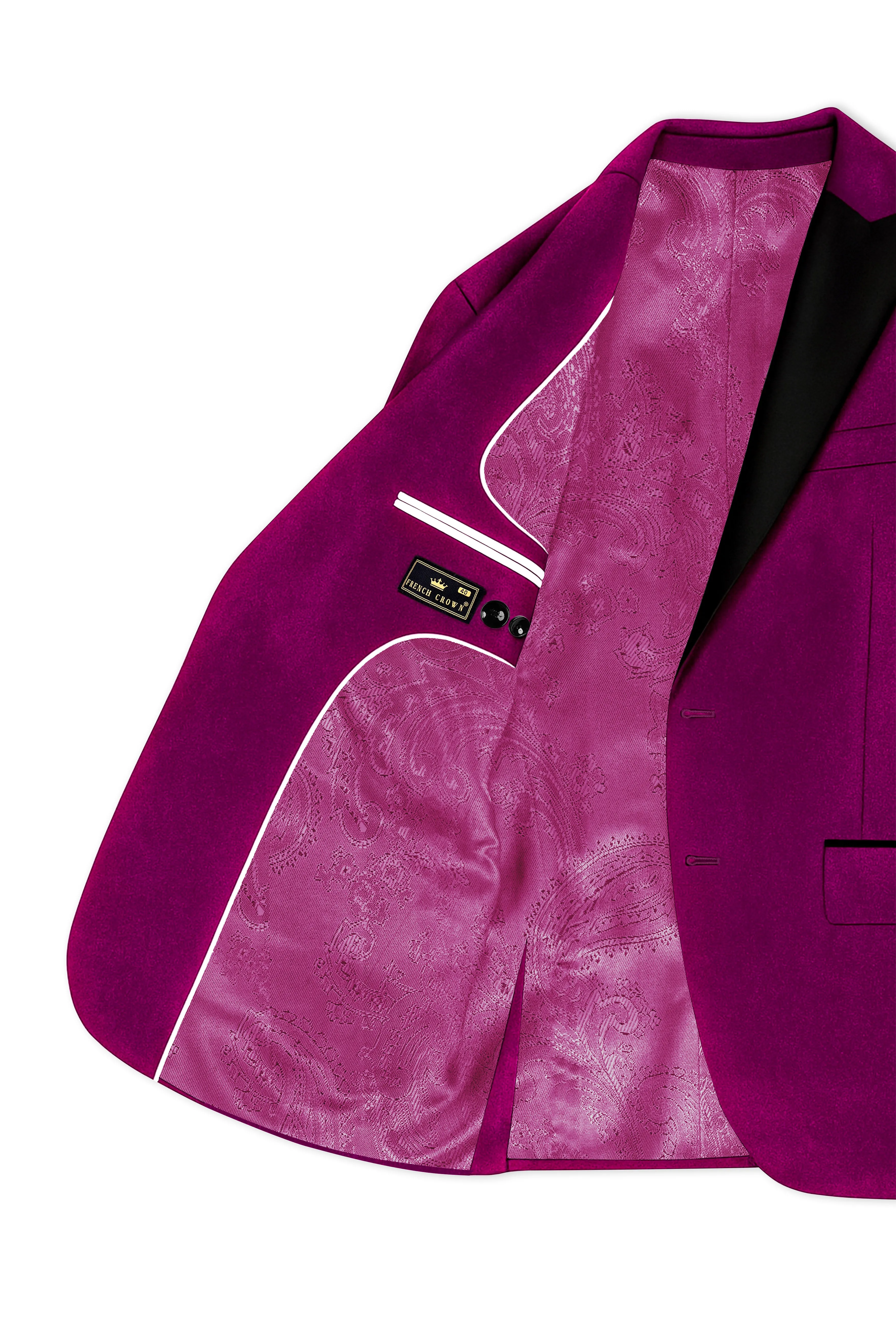 Velcrimora-Mulberry Purple Velvet Peak Lapel Tuxedo Blazer sold by French Crown product image thumbnail 5