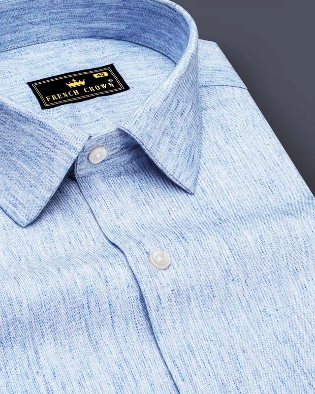Tropical Blue Chambray Textured Premium Cotton Shirt sold by French Crown