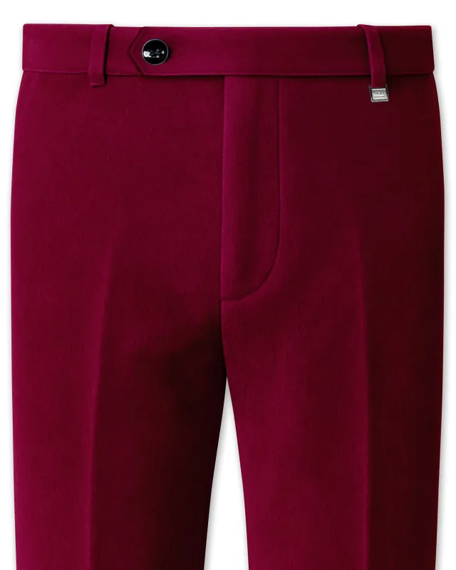 Marcrest-Castro maroon Velvet Stretchable Waistband Pant sold by French Crown