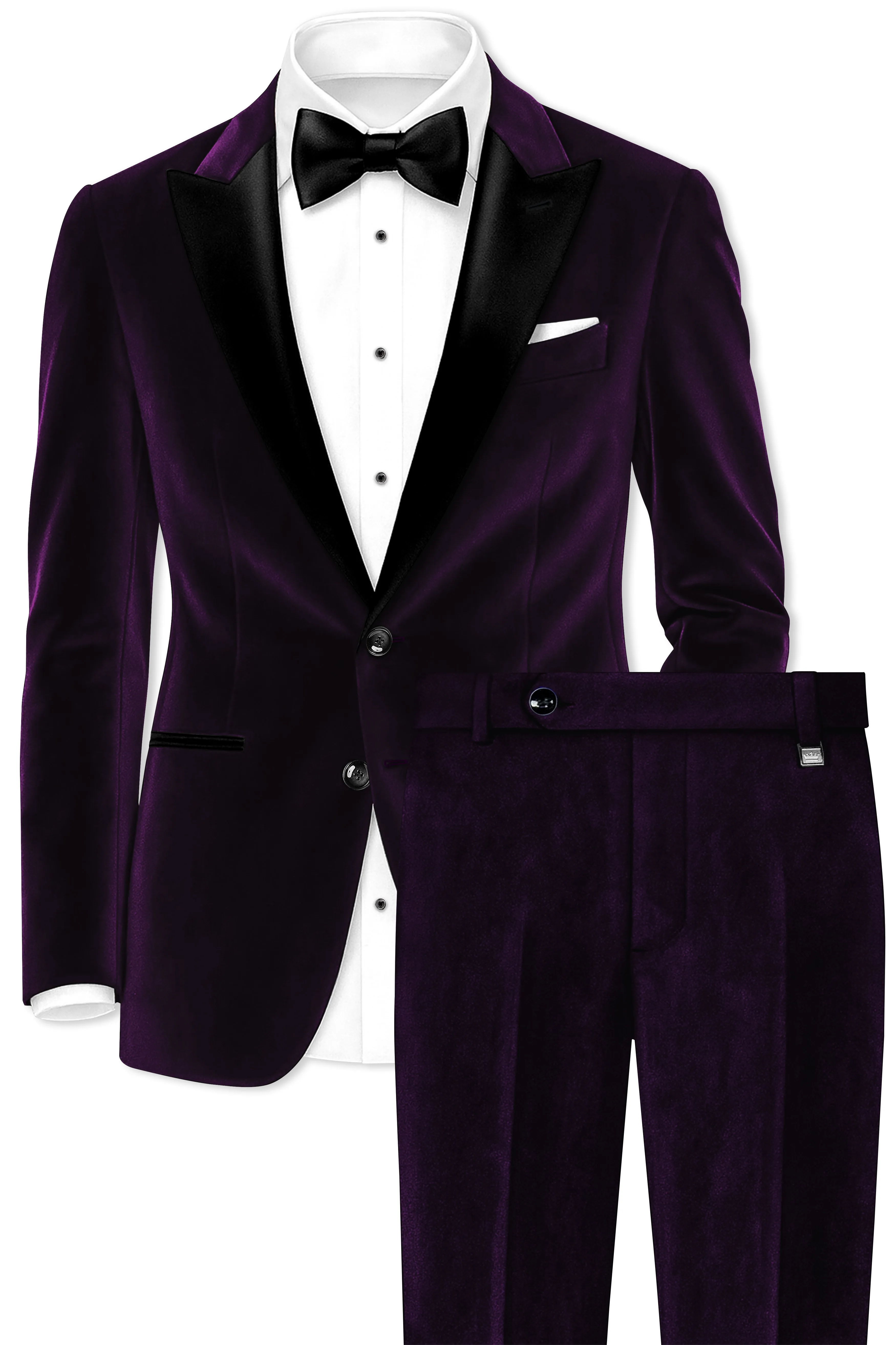 Purvella-Rasin Purple Velvet Peak Lapel Tuxedo Suit sold by French Crown product image thumbnail 2