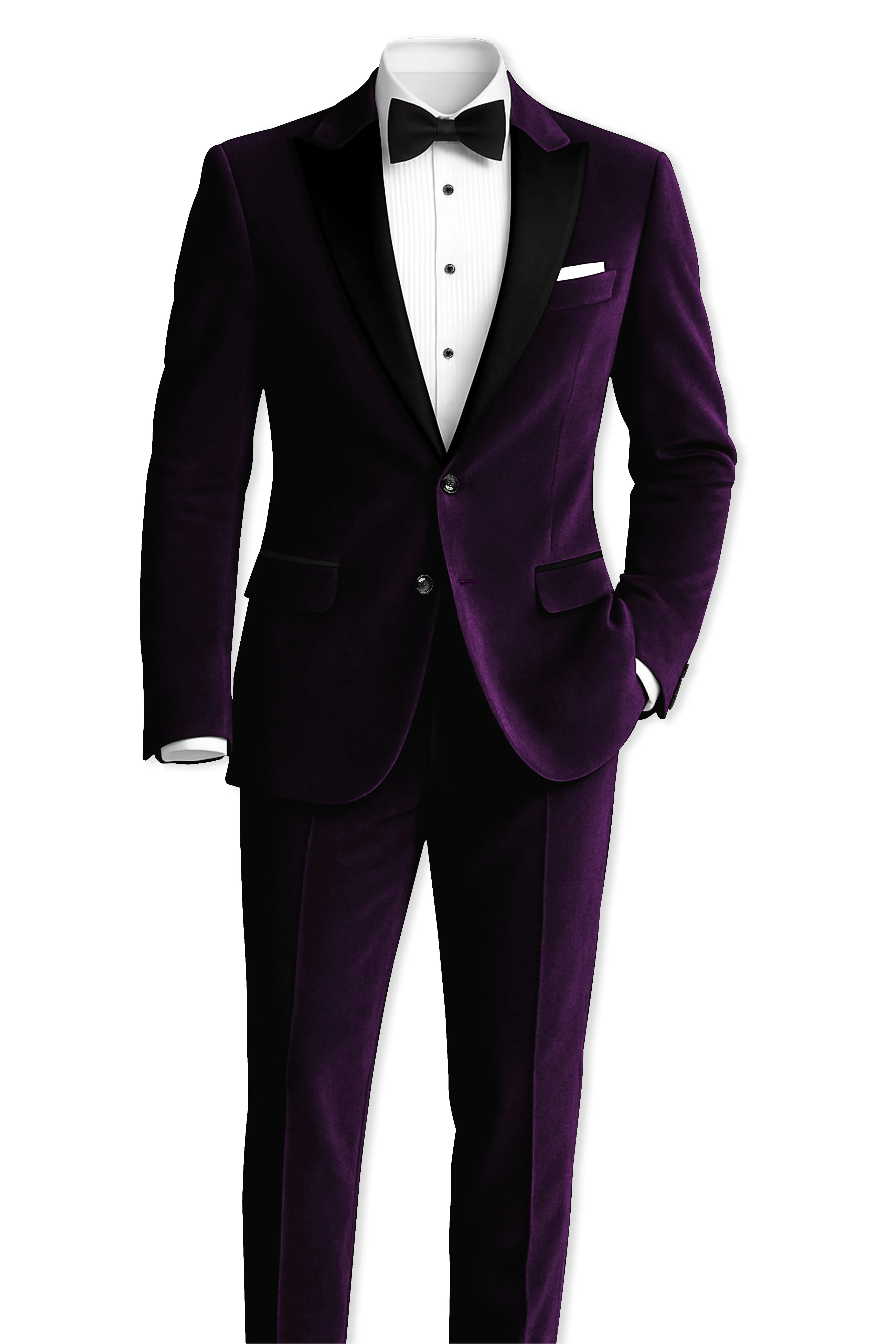 Purvella-Rasin Purple Velvet Peak Lapel Tuxedo Suit sold by French Crown product image thumbnail 4
