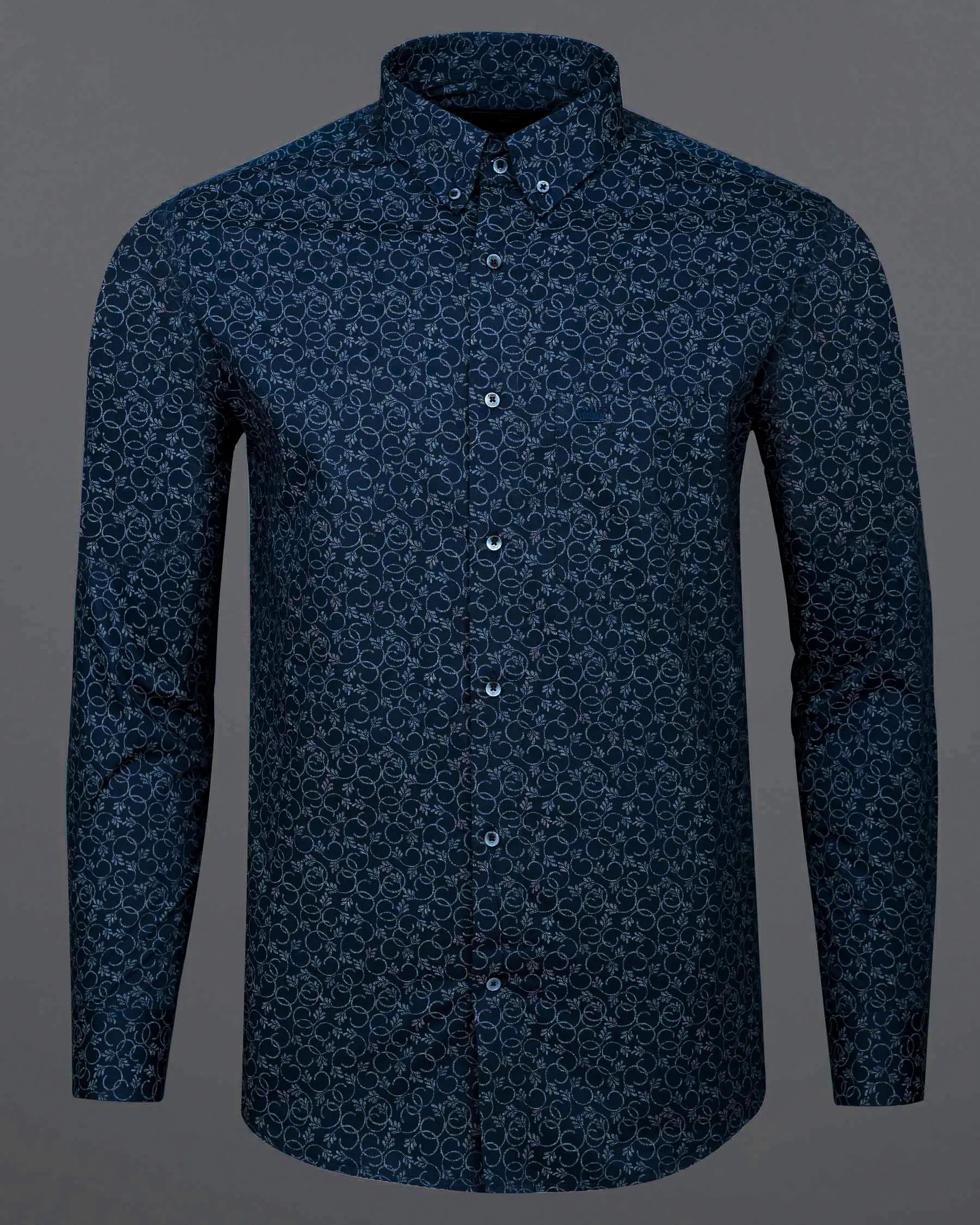 Bunting Blue Chintz Printed Twill Premium Cotton Shirt sold by French Crown product image thumbnail 5