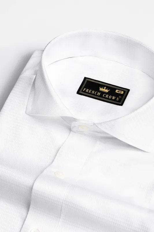 Bright White Dobby Textured Premium Giza Cotton Shirt sold by French Crown