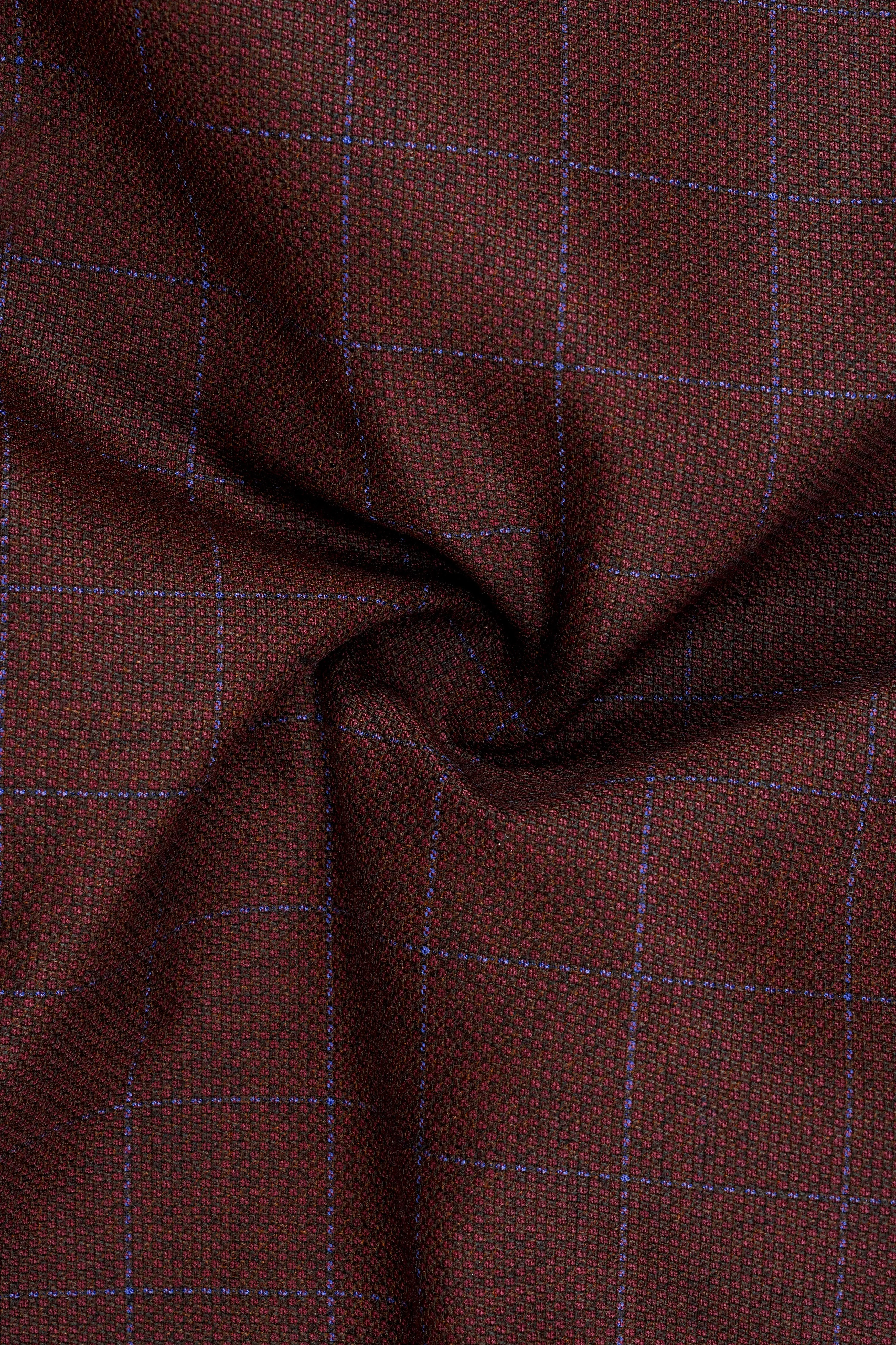 Wolvoro-Eclipse Maroon Plaid Wool Rich Single Breasted Blazer sold by French Crown product image thumbnail 3