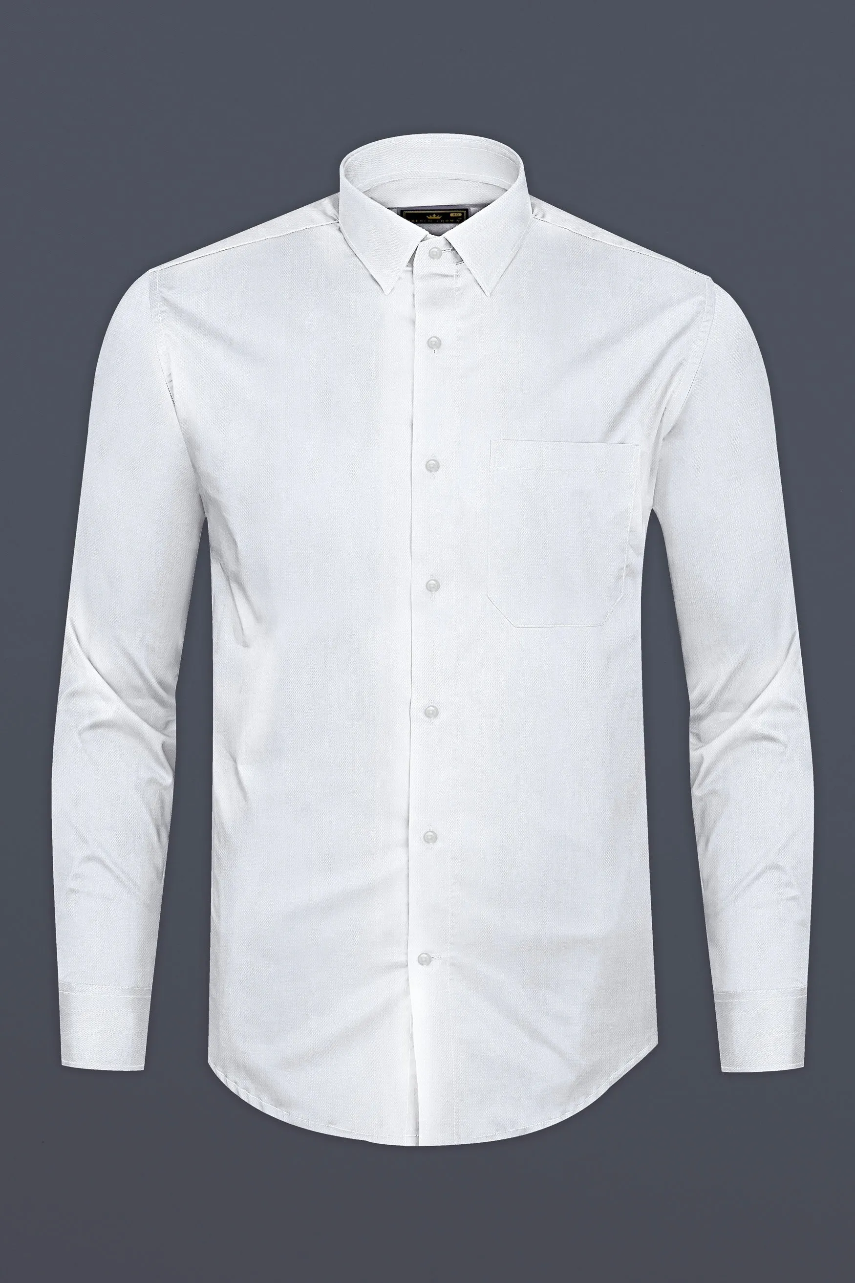 Bright White Dobby Textured Premium Giza Cotton Shirt sold by French Crown product image thumbnail 4